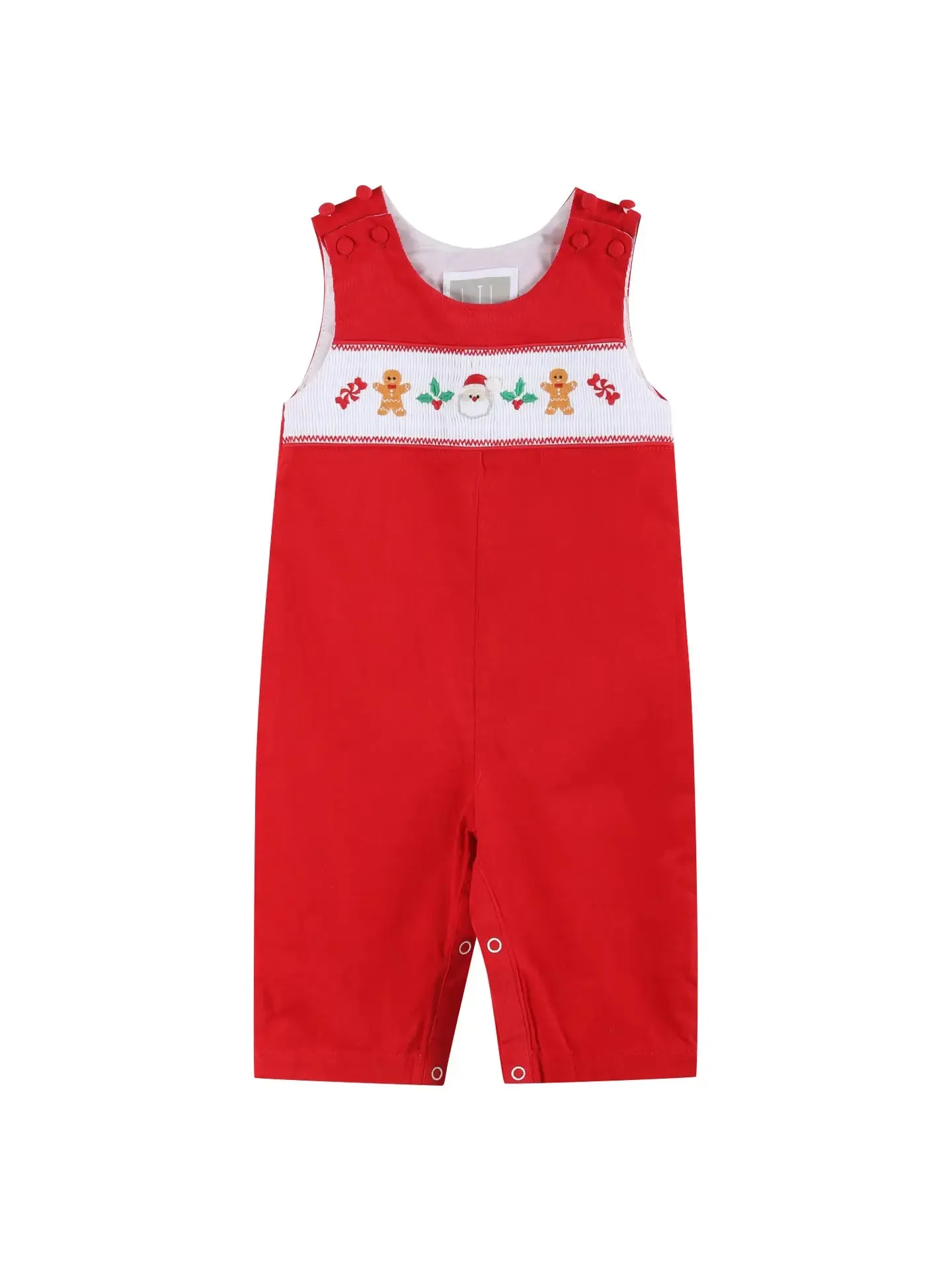 Red Corduroy Christmas Smocked Overalls
