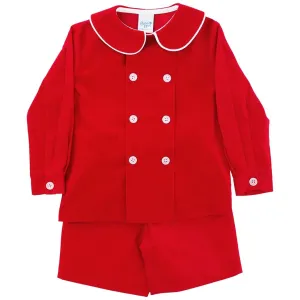 Red Corduroy Dressy Shorts set