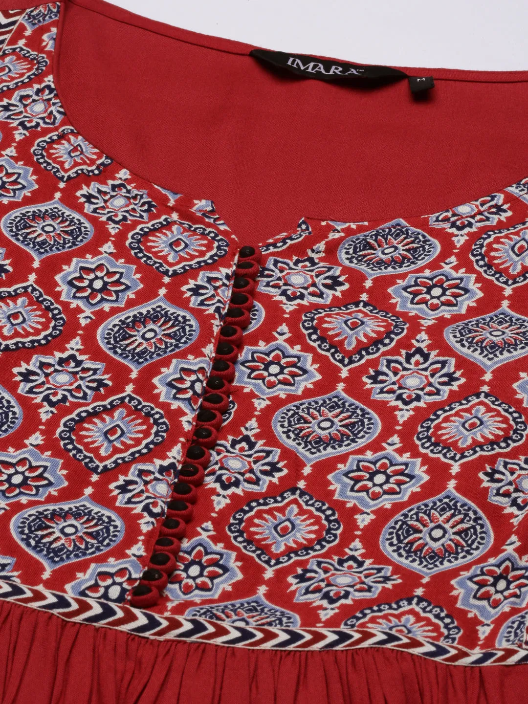 Red Printed Flared Top