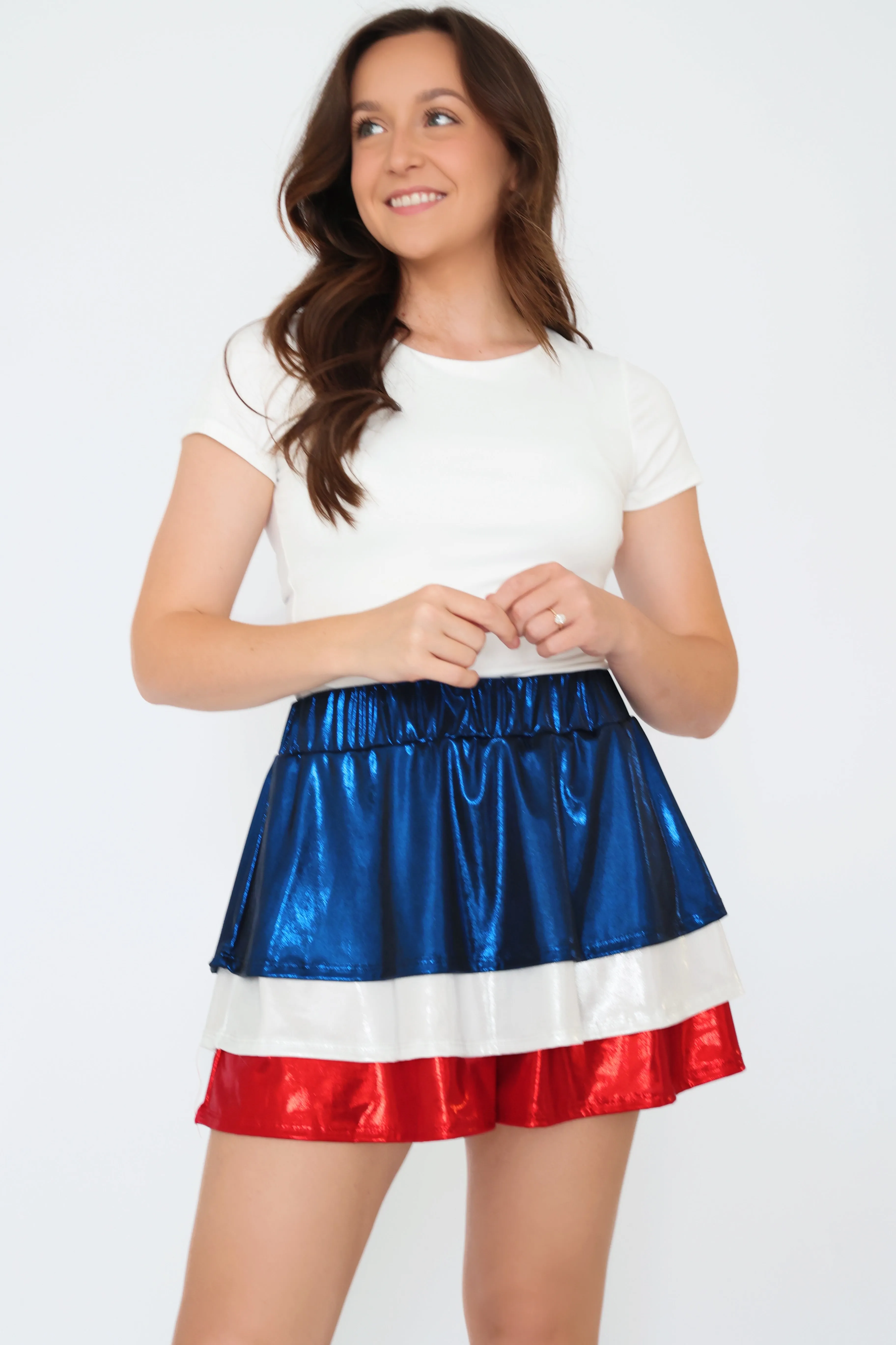 Sweat Wicking Liner Soft Structure Red White And Boom Skort (FINAL SALE)