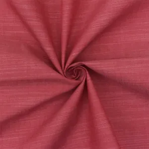 Red-White Poly-Rayon Slubbed Chambray Woven Fabric
