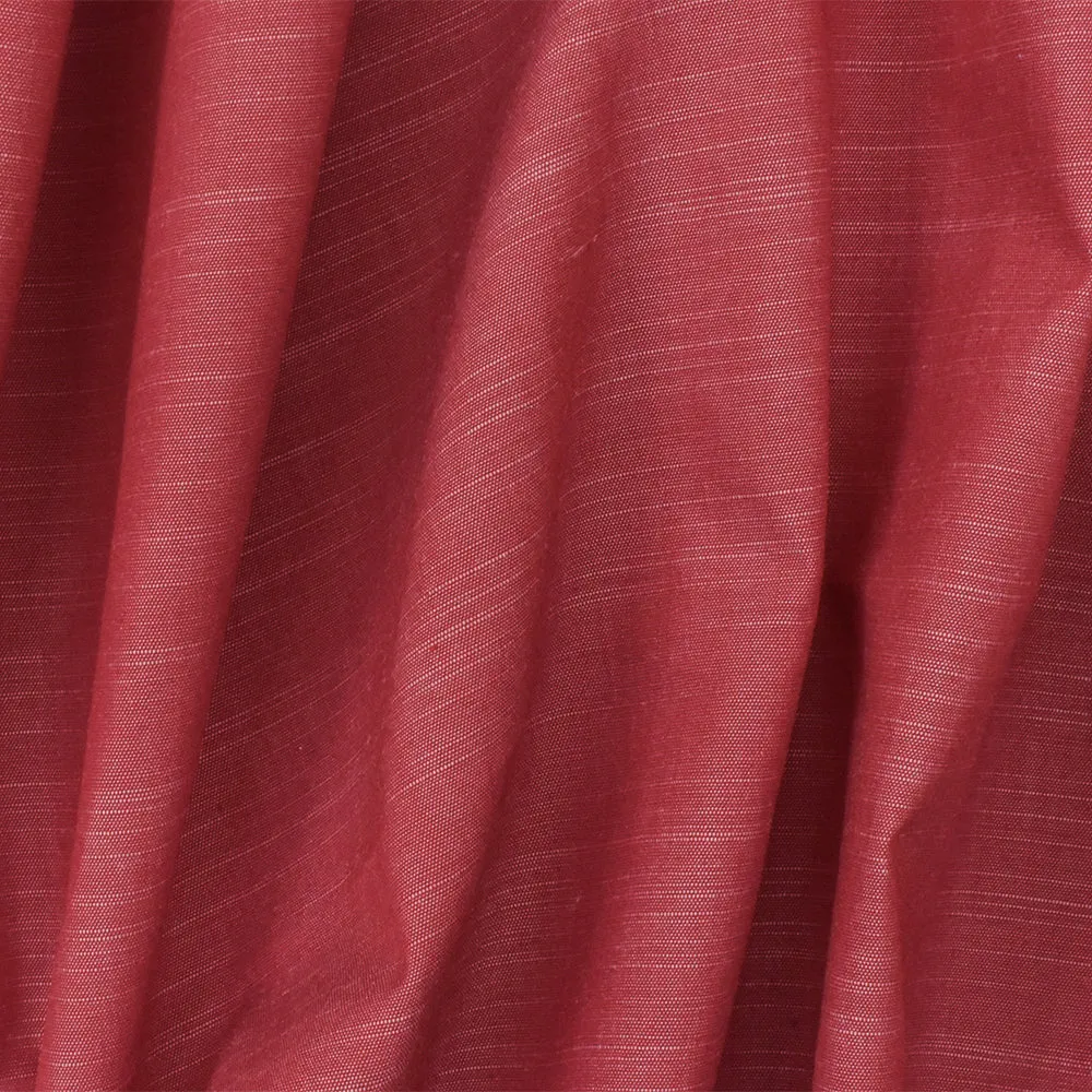 Red-White Poly-Rayon Slubbed Chambray Woven Fabric