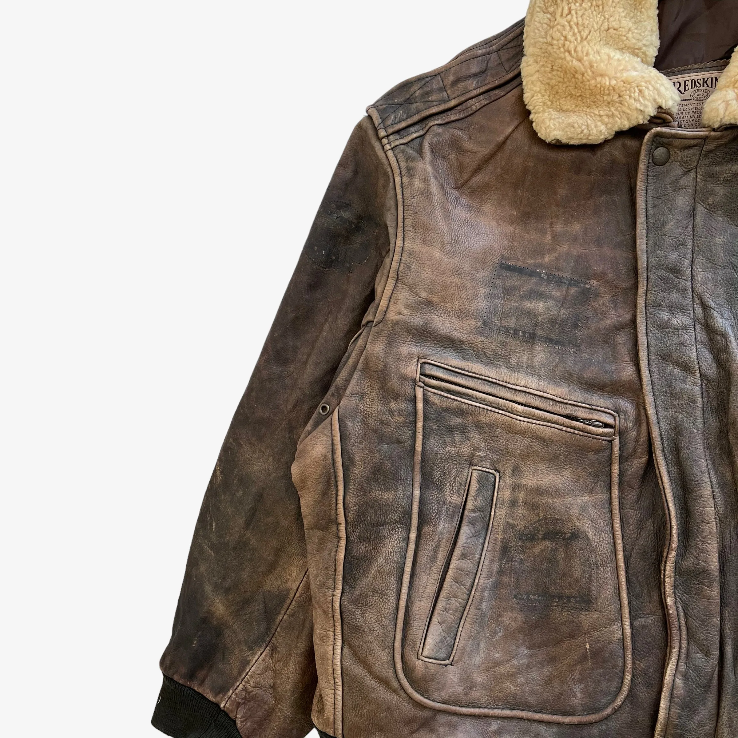 Redskins Leather Pilot Jacket With Fur Collar