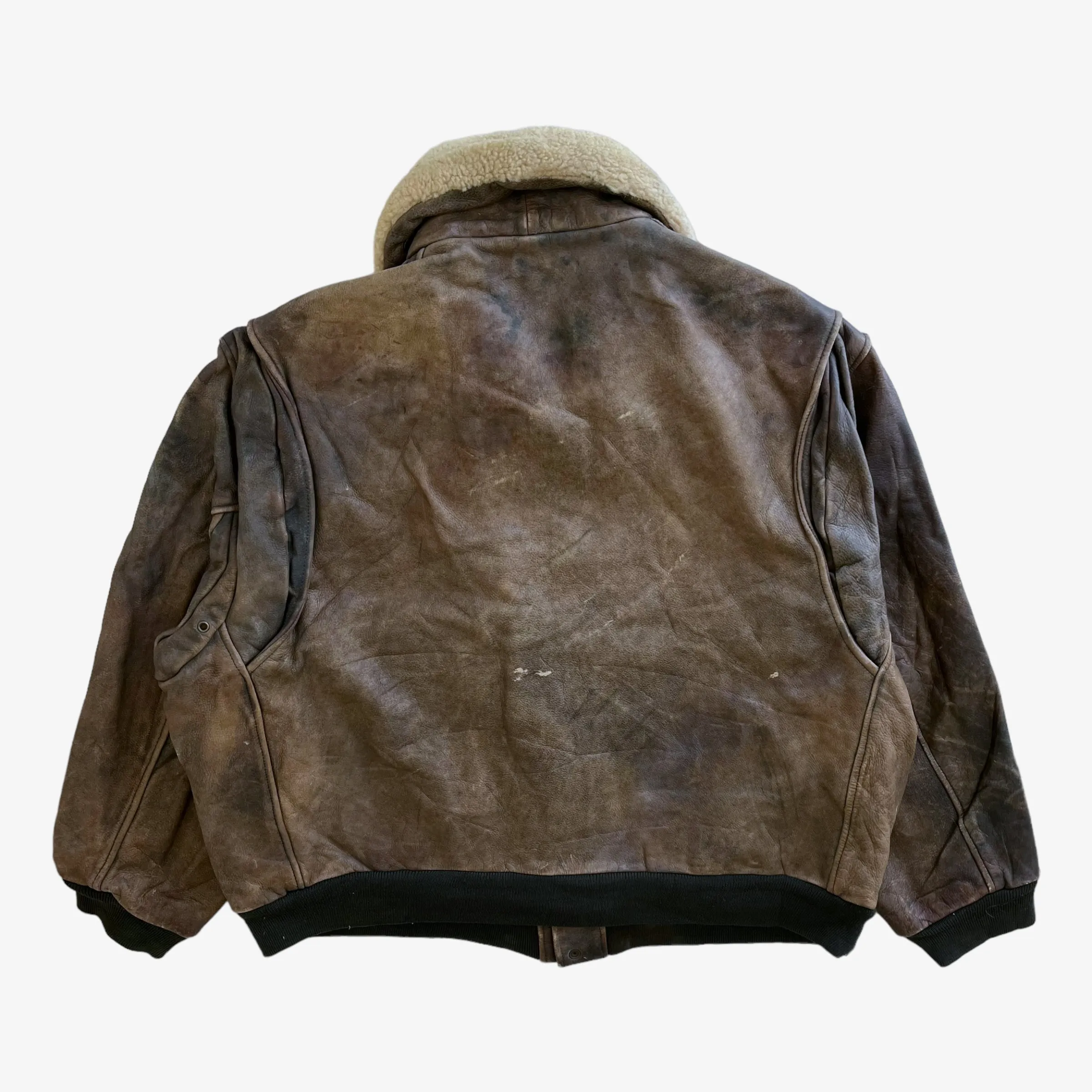 Redskins Leather Pilot Jacket With Fur Collar