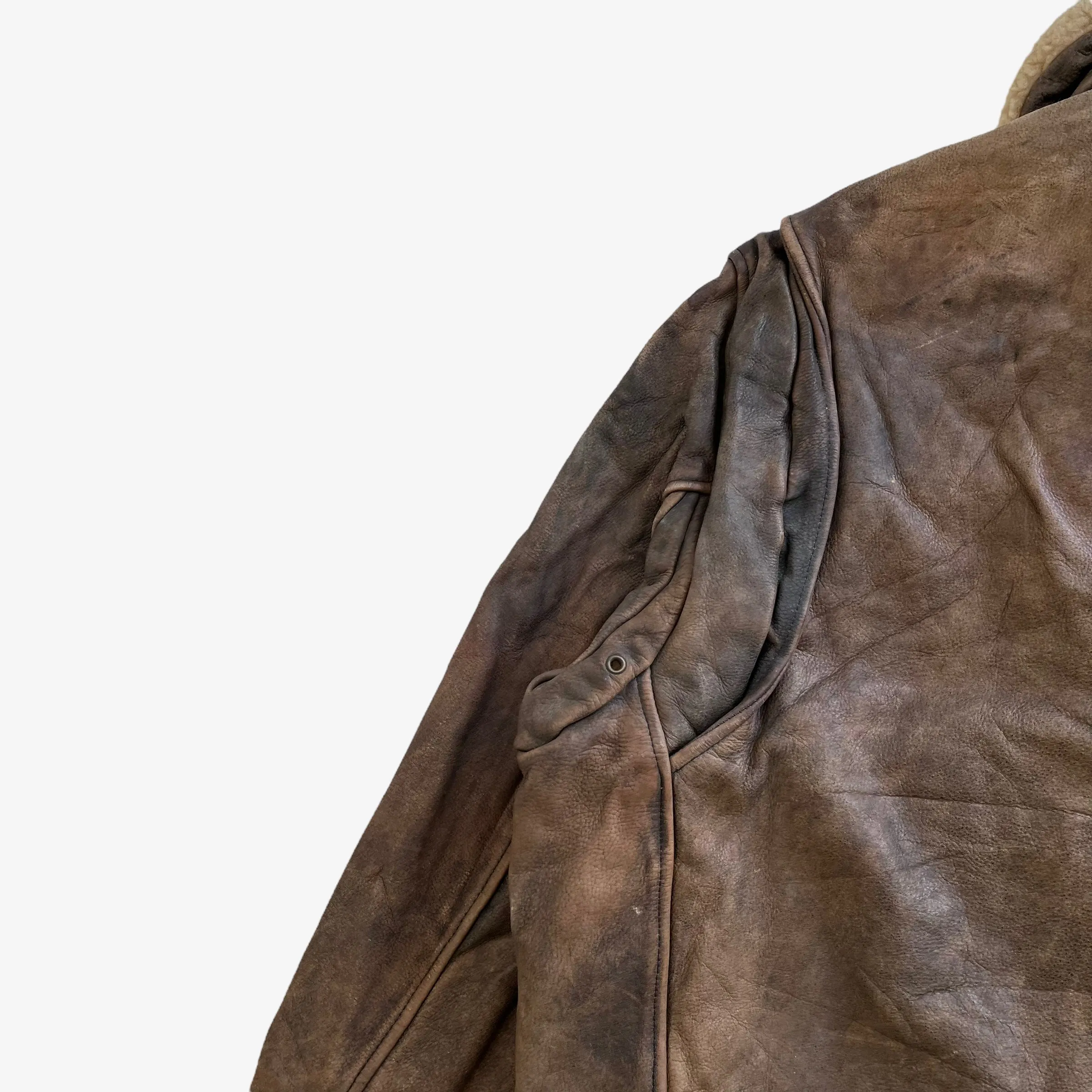 Redskins Leather Pilot Jacket With Fur Collar