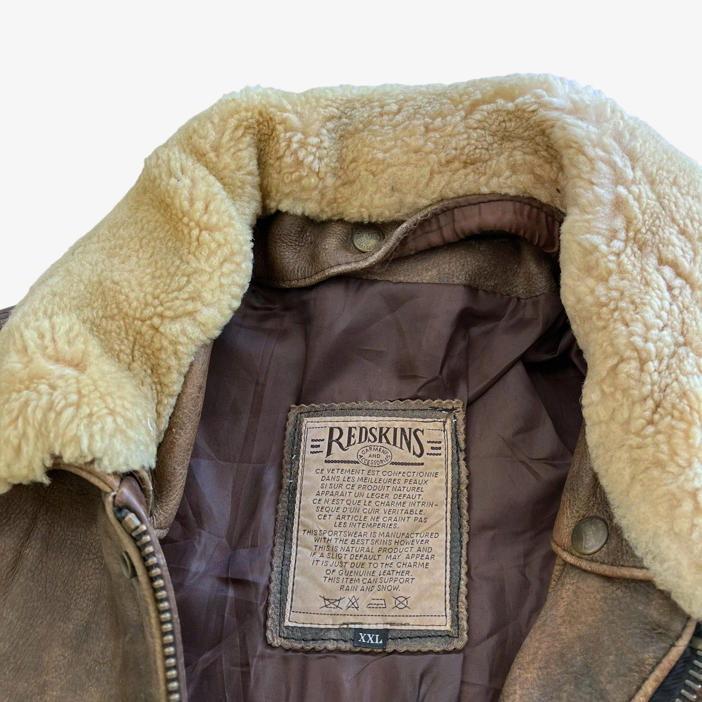 Redskins Leather Pilot Jacket With Fur Collar