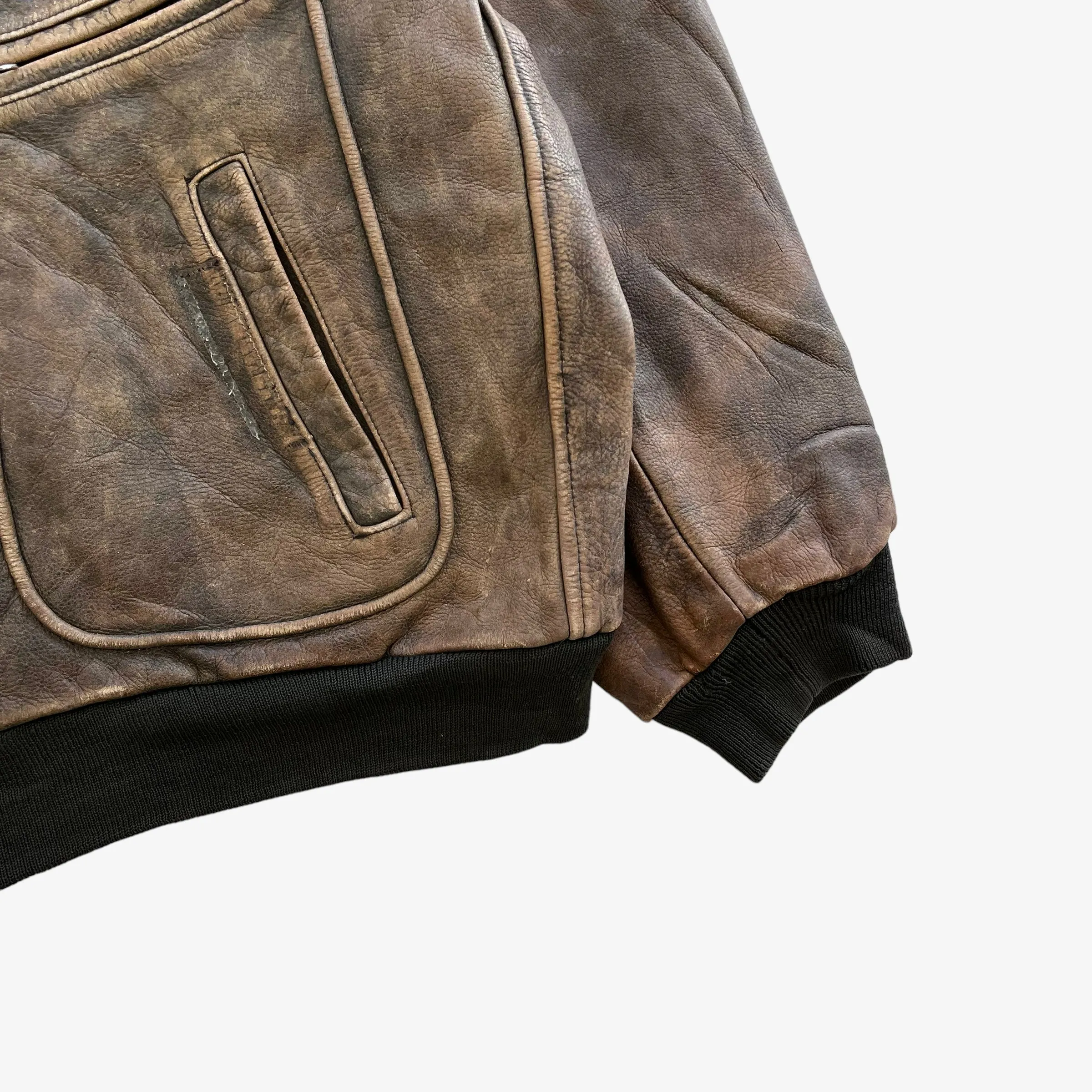 Redskins Leather Pilot Jacket With Fur Collar