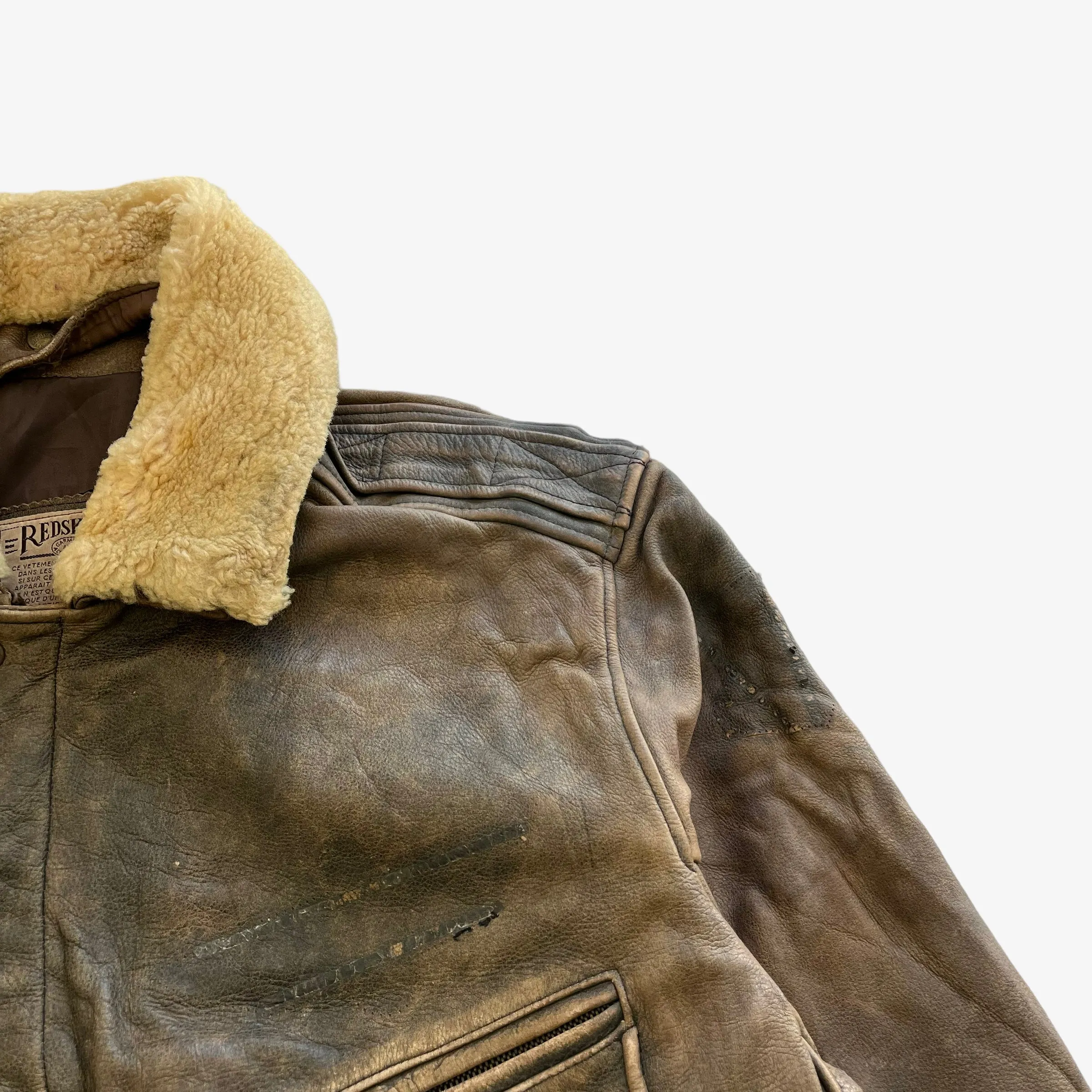 Redskins Leather Pilot Jacket With Fur Collar