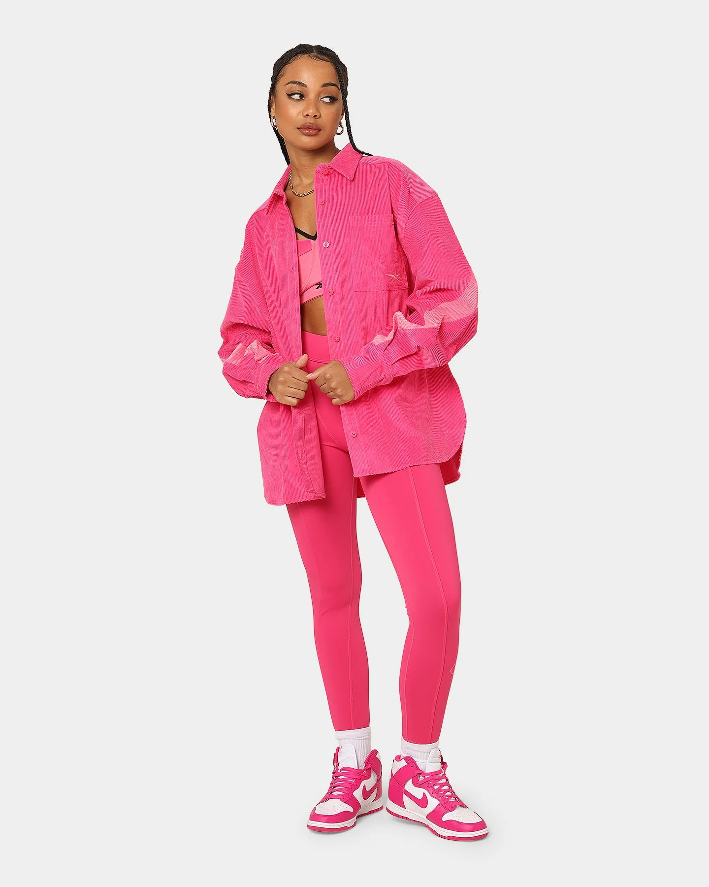 Reebok Women's Cardi B X Reebok Corduroy Cover Up Pink Fusion
