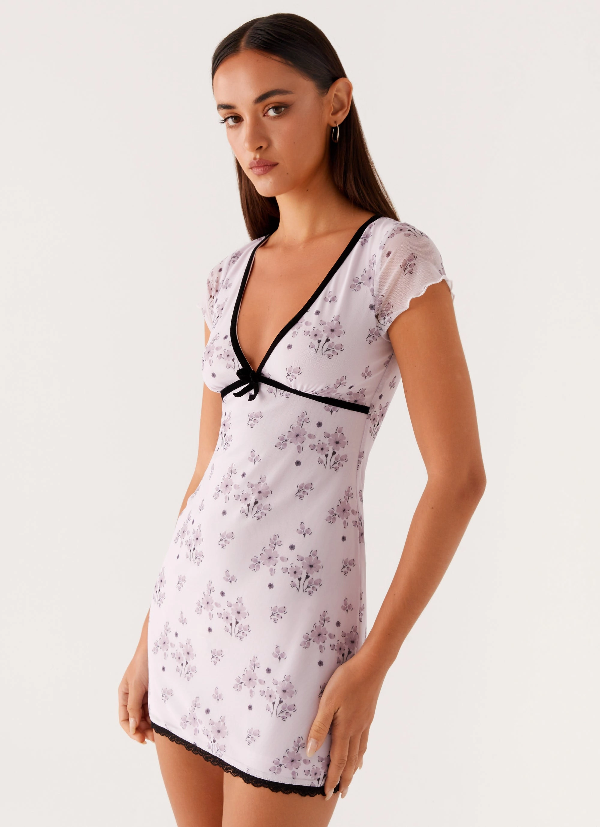 Tulle Air Soft-touch daywear Rocca Mini Dress - Lavender Meadow