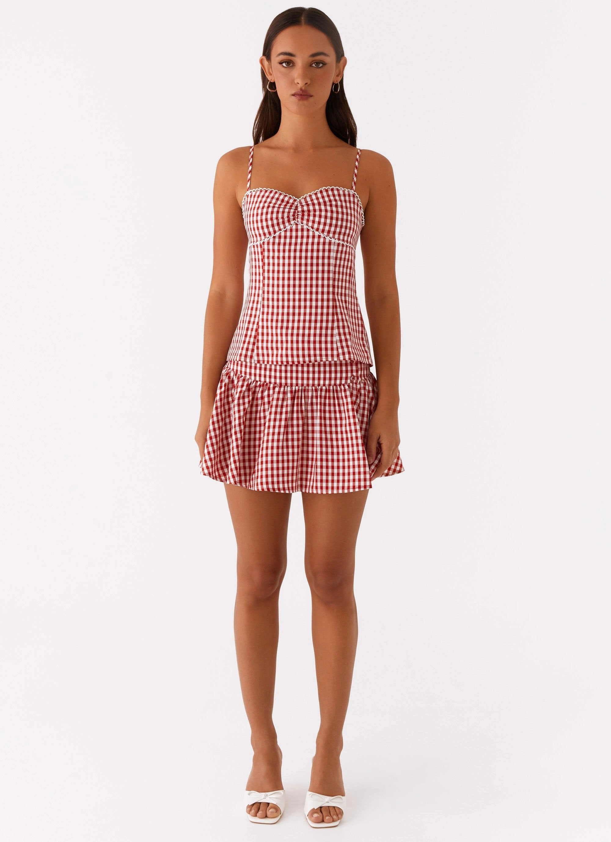 Bellamy Top - Red Gingham StretchFit StainRepellentCoating