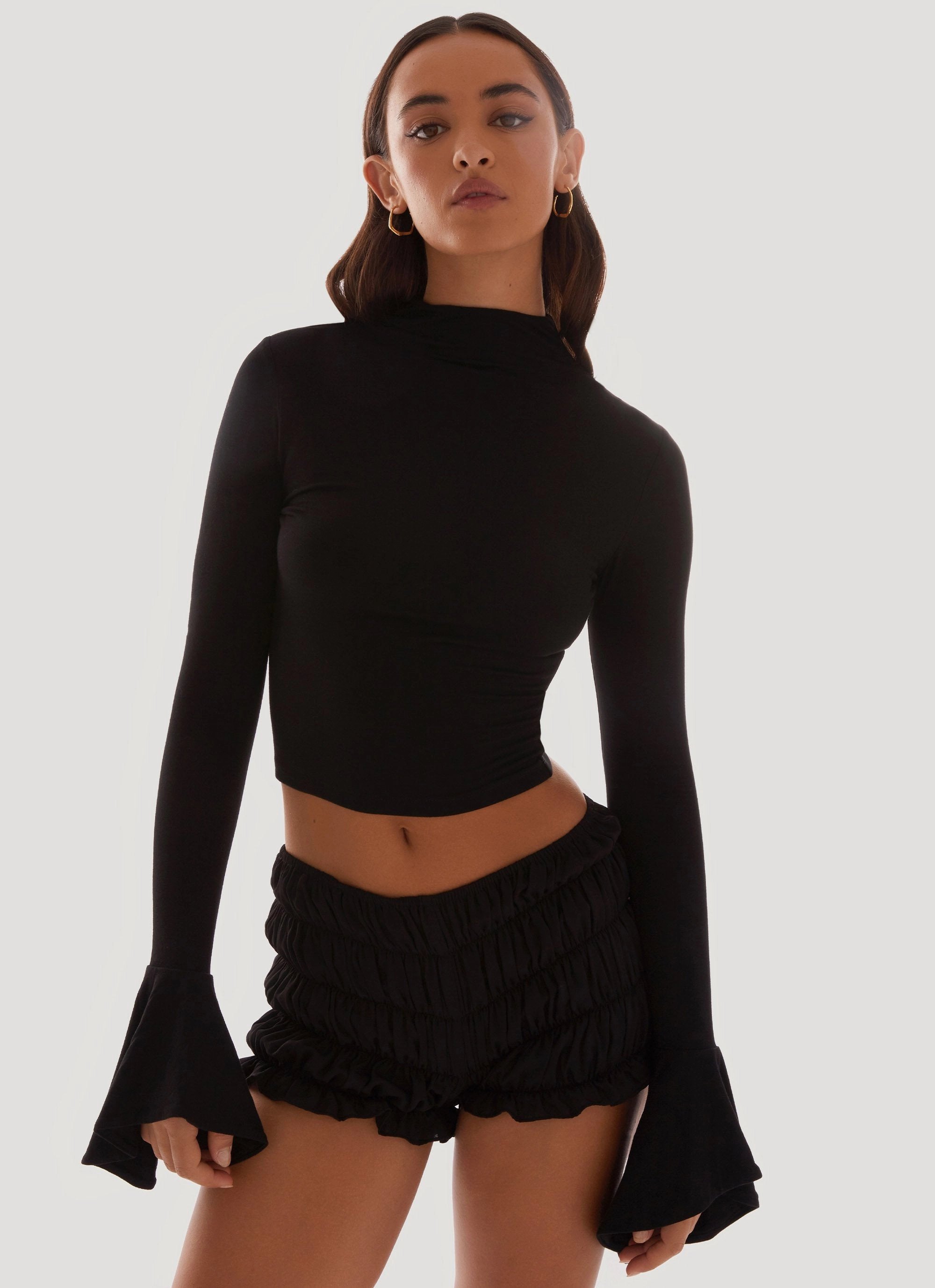 Reggie Long Sleeve Top - Black Cozy Wear Loose Sweater