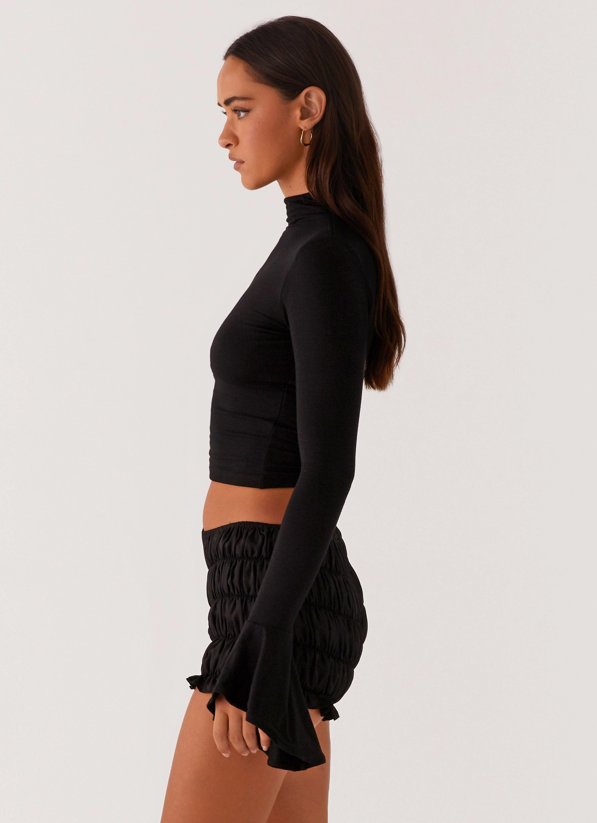 Reggie Long Sleeve Top - Black CrewNeck