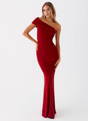 Retro Detail Reine Maxi Dress - Red