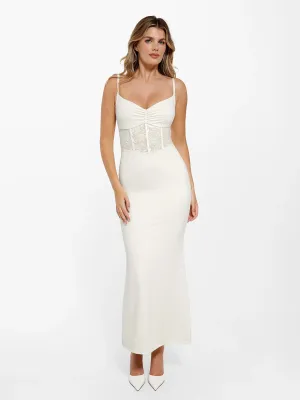 Shapewear Lace Inset Sculpting Mermaid Maxi Slip Dress Soft touch finish