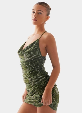 Date Nightwear Sharp Design Seona Beaded Dress - Khaki