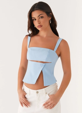 Pia Cut Out Top - Pastel Blue Minimalist Detailing VentilatedMeshPaneling