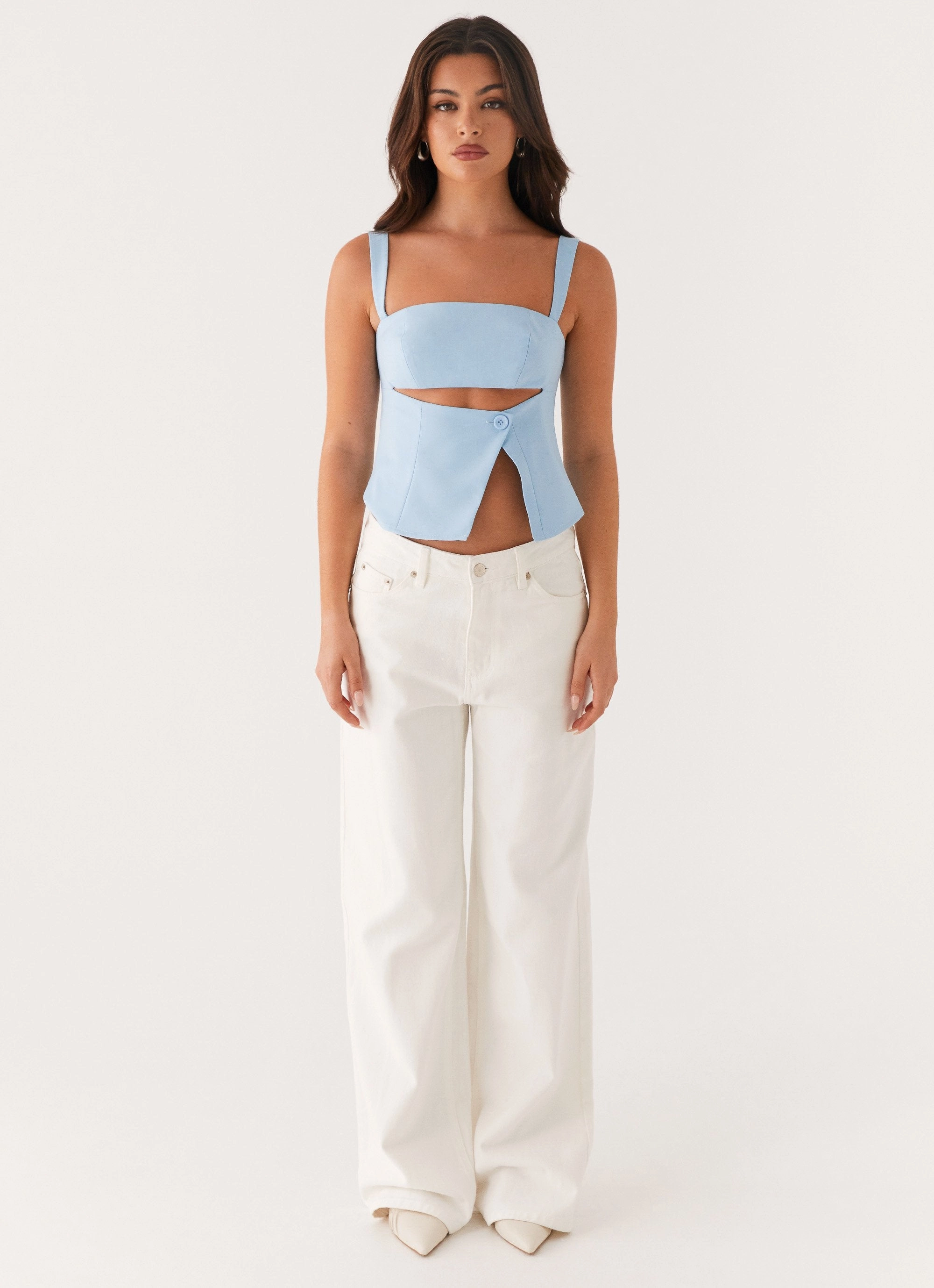 Pia Cut Out Top - Pastel Blue AdaptiveFitFabric