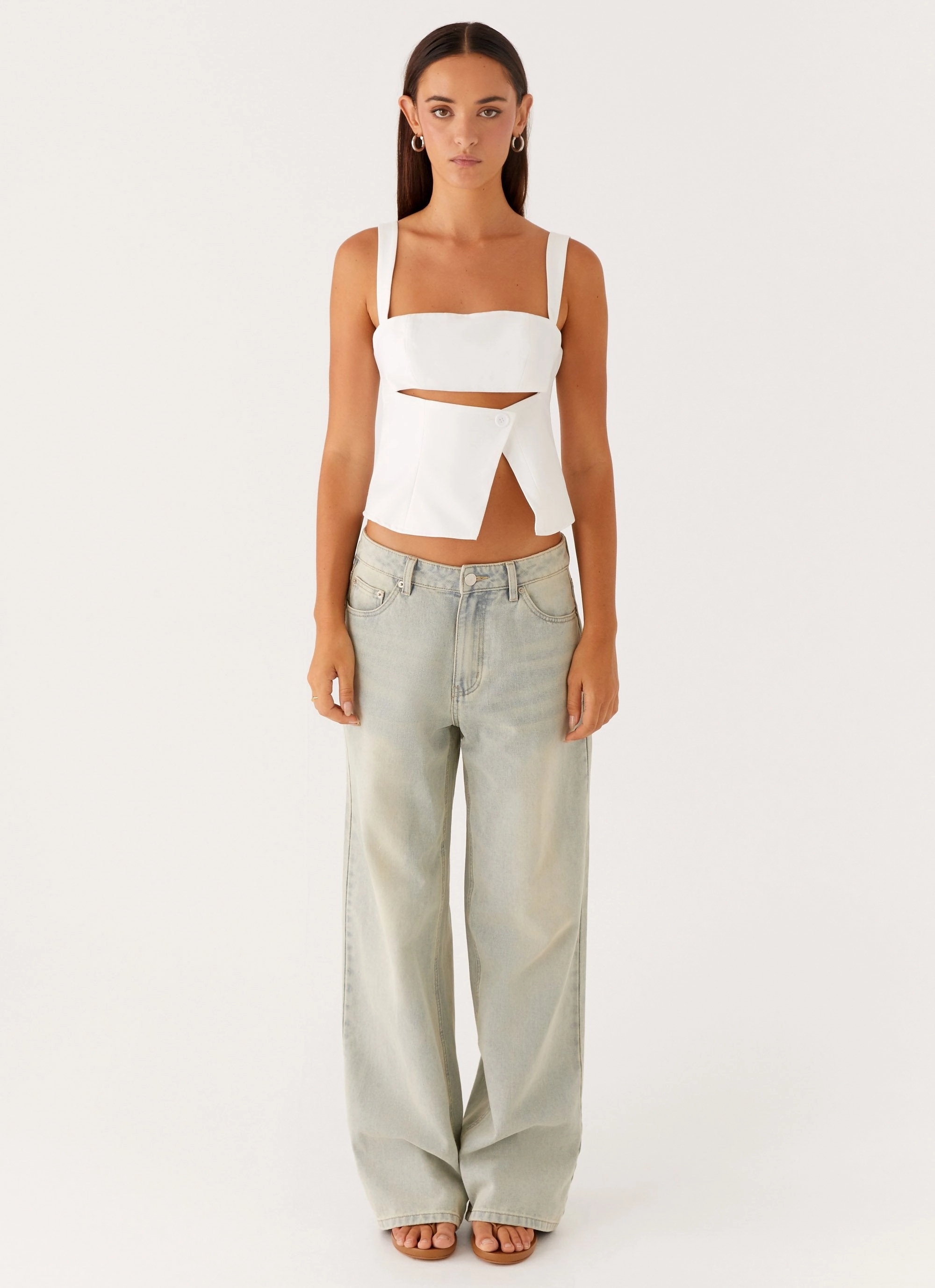 Pia Cut Out Top - White Easy Wear