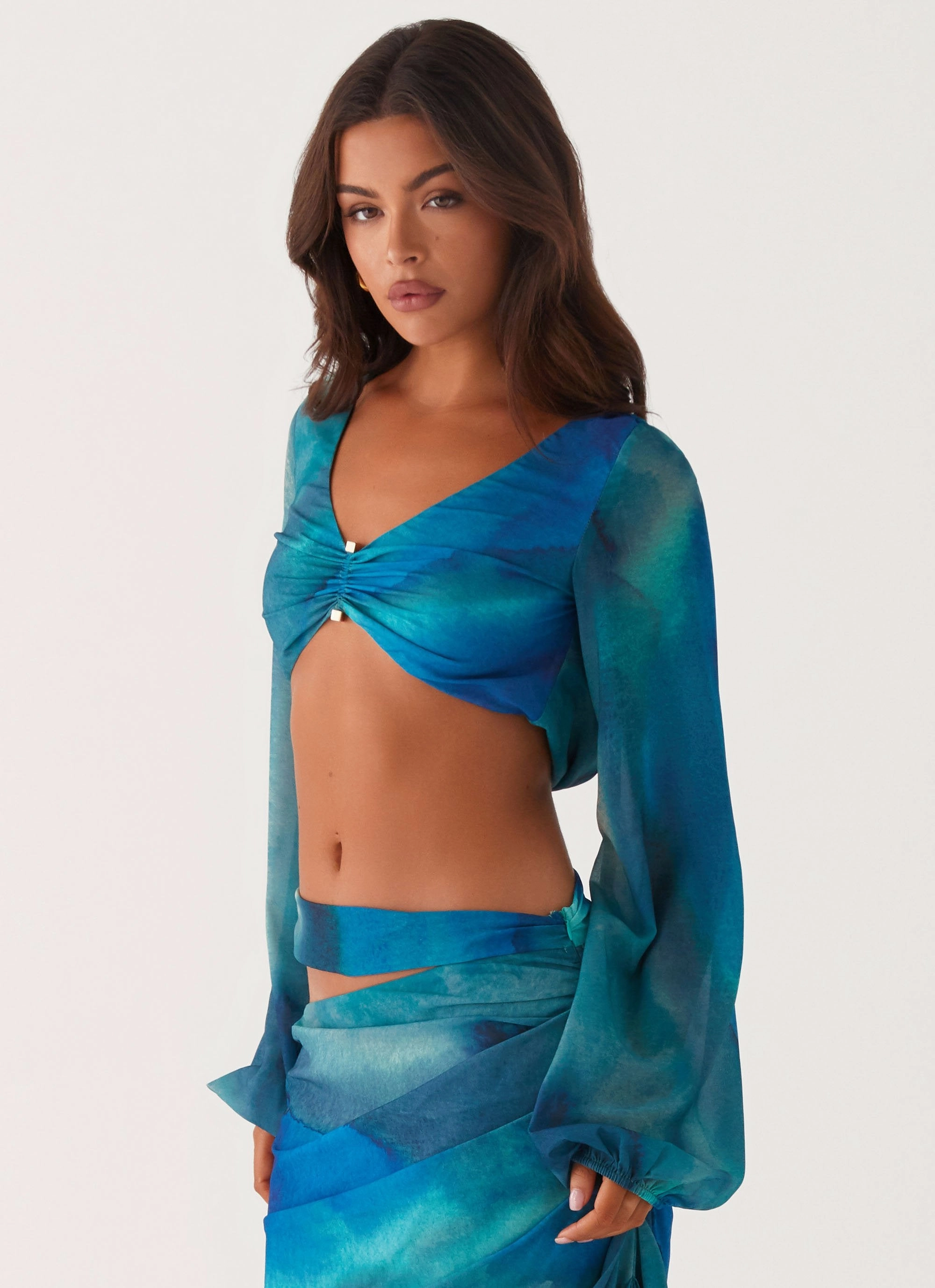 Classic Fit Austin Long Sleeve Top - Blue Tie Dye