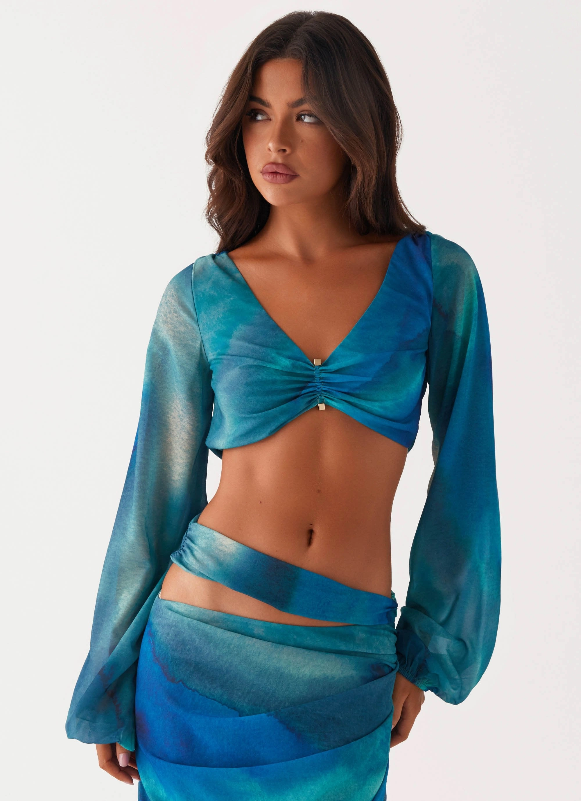 Austin Long Sleeve Top - Blue Tie Dye All Ground