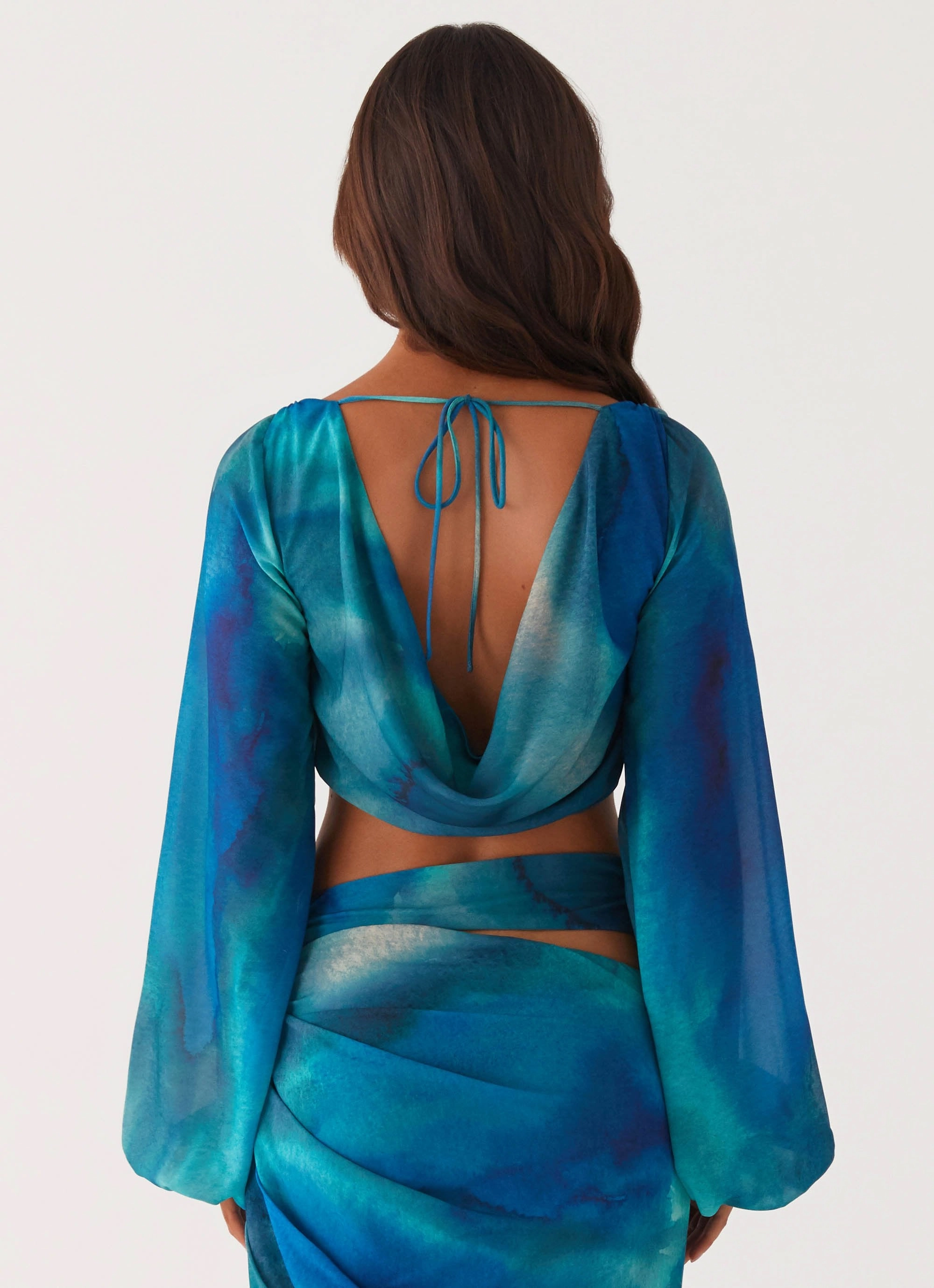 ReinforcedSeams Minimal Aesthetic Austin Long Sleeve Top - Blue Tie Dye