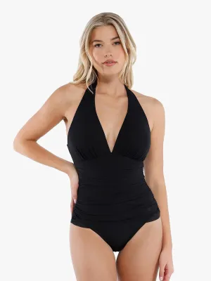 Shapewear Halter Tummy Control One Piece Swimsuit Stretchable Knit Soft Touch Fabric
