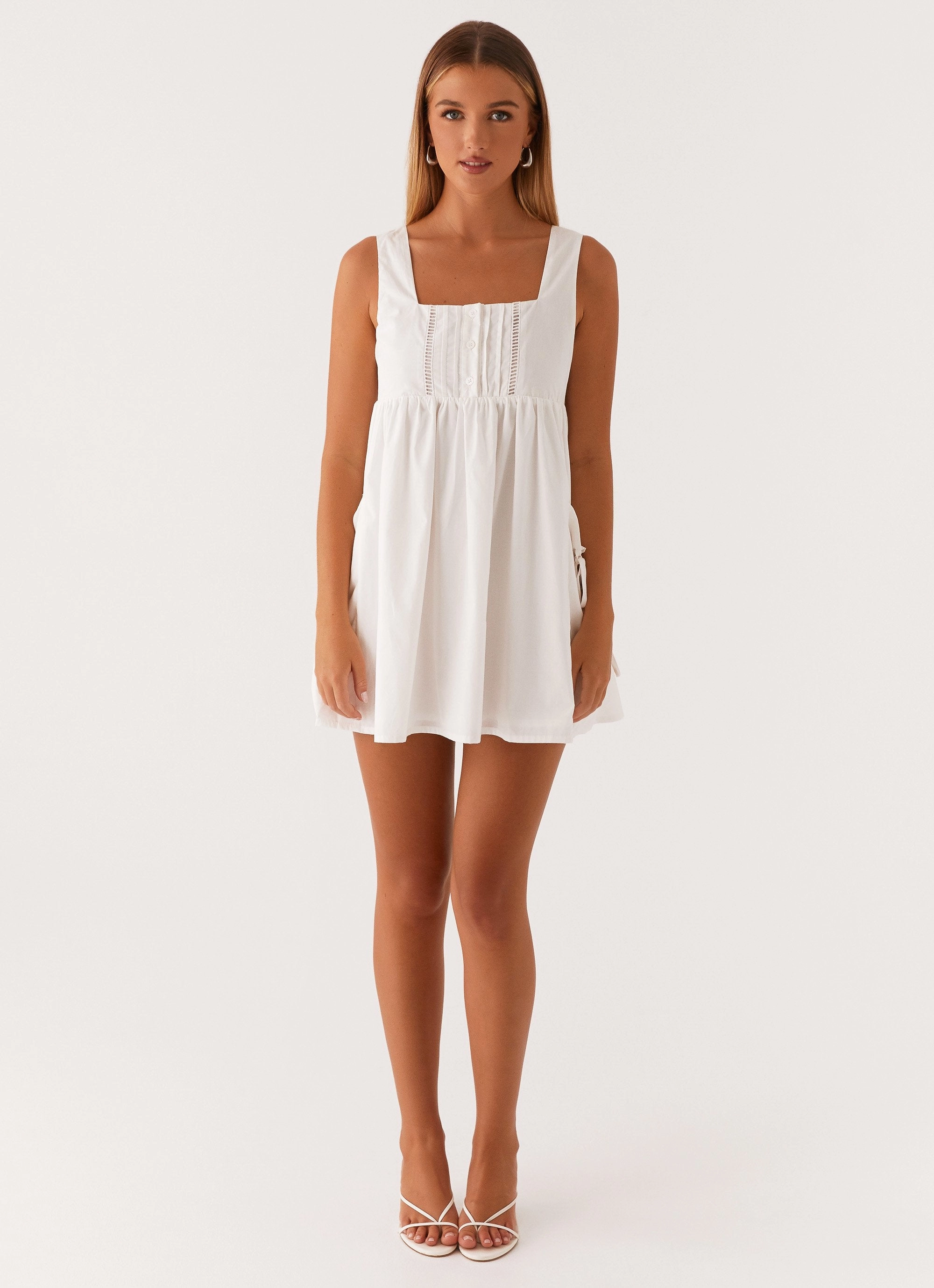 Ottoline Babydoll Mini Dress - White Warm Soft