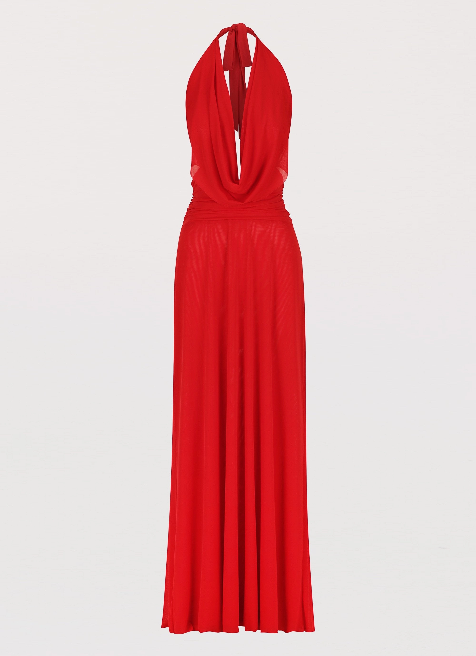 Classic wrap dress Chic Wear Elysia Mesh Maxi Dress - Cherry Red