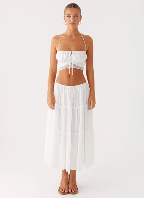 Lightweight Fabric Evi Midi Skirt - Ivory