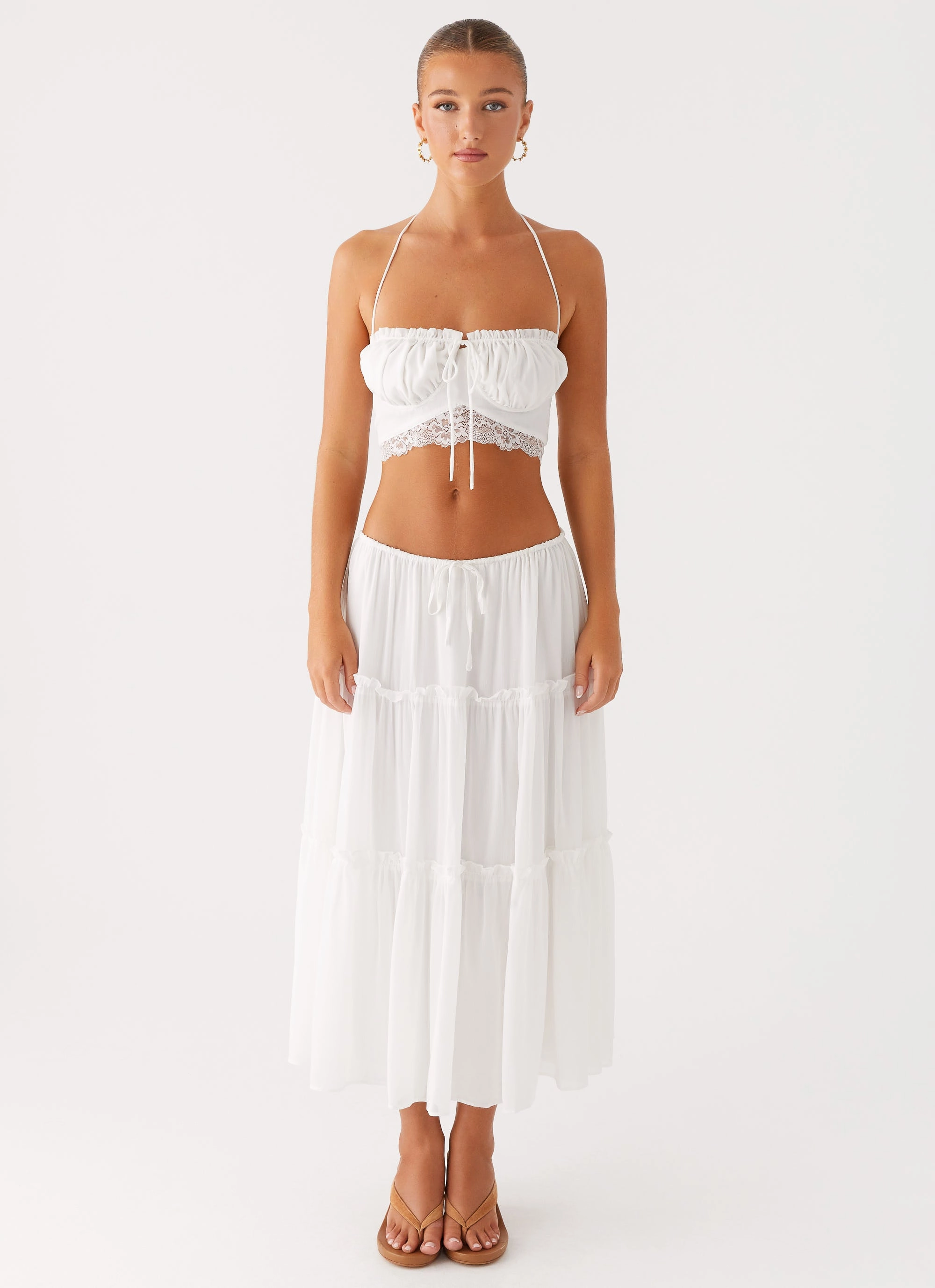 Evi Midi Skirt - Ivory Ventilated Slits