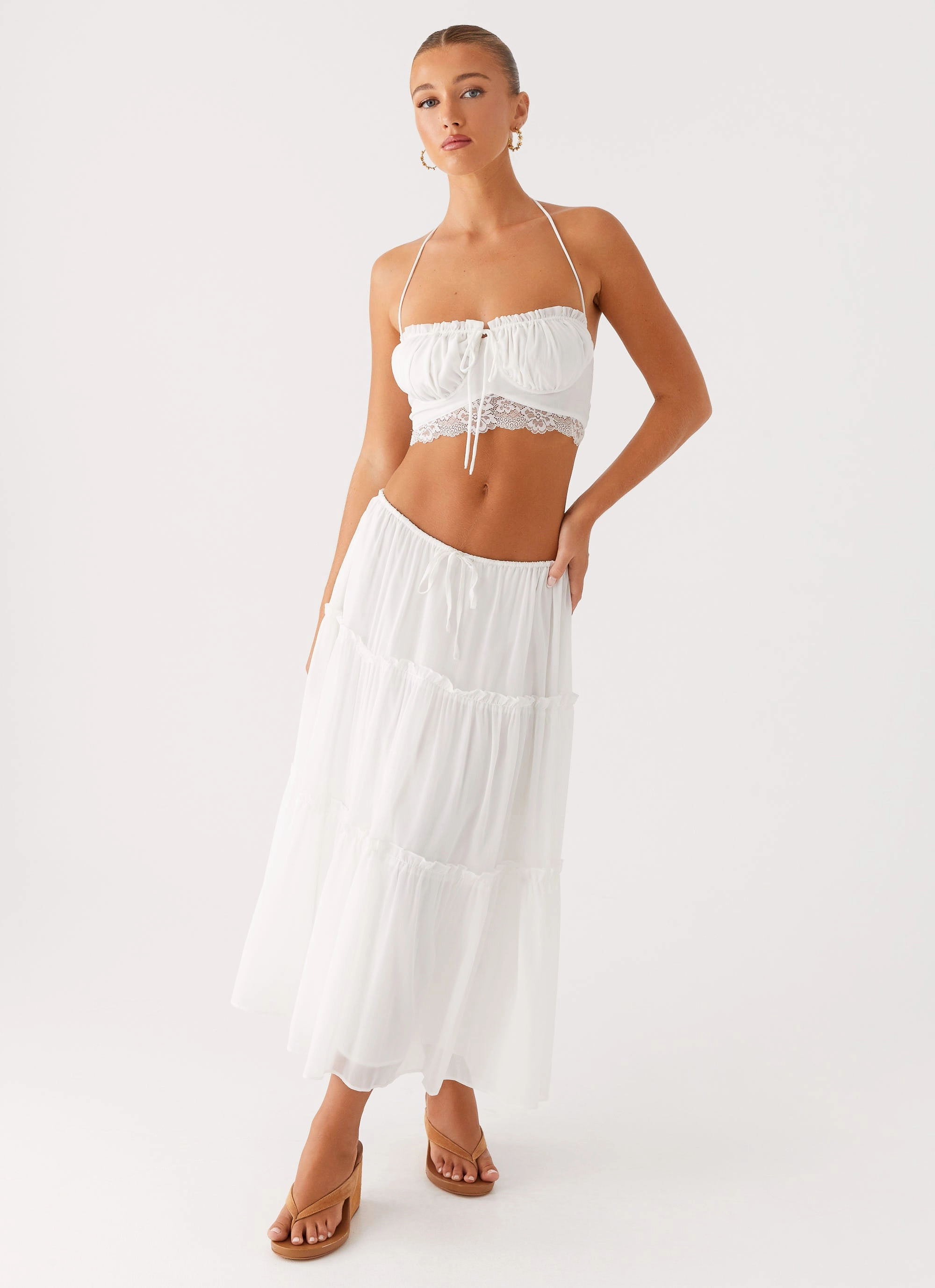 Evi Midi Skirt - Ivory Active Wear Smart Texture