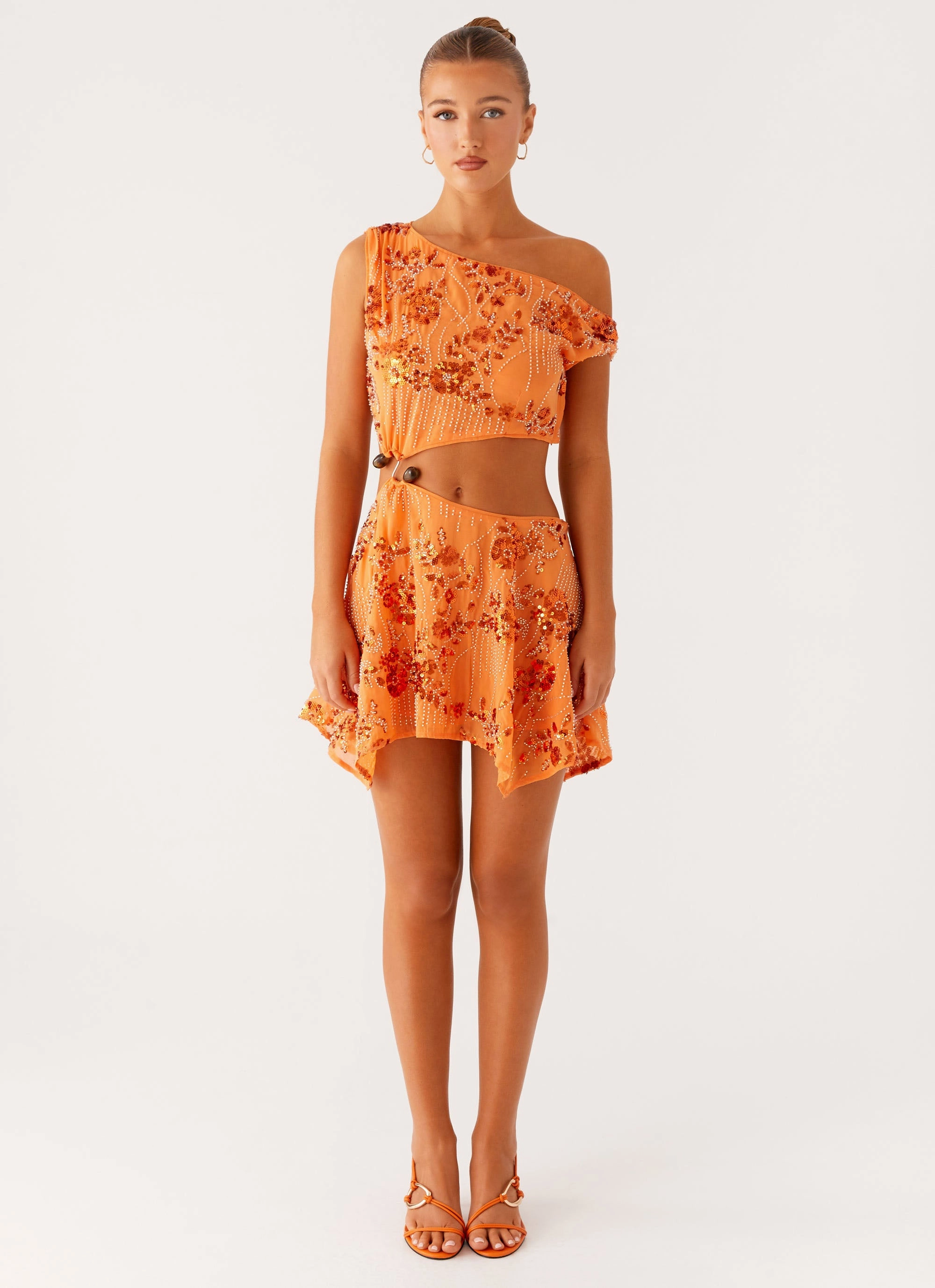 Stylish day dress Aletta Sequin Mini Dress - Orange