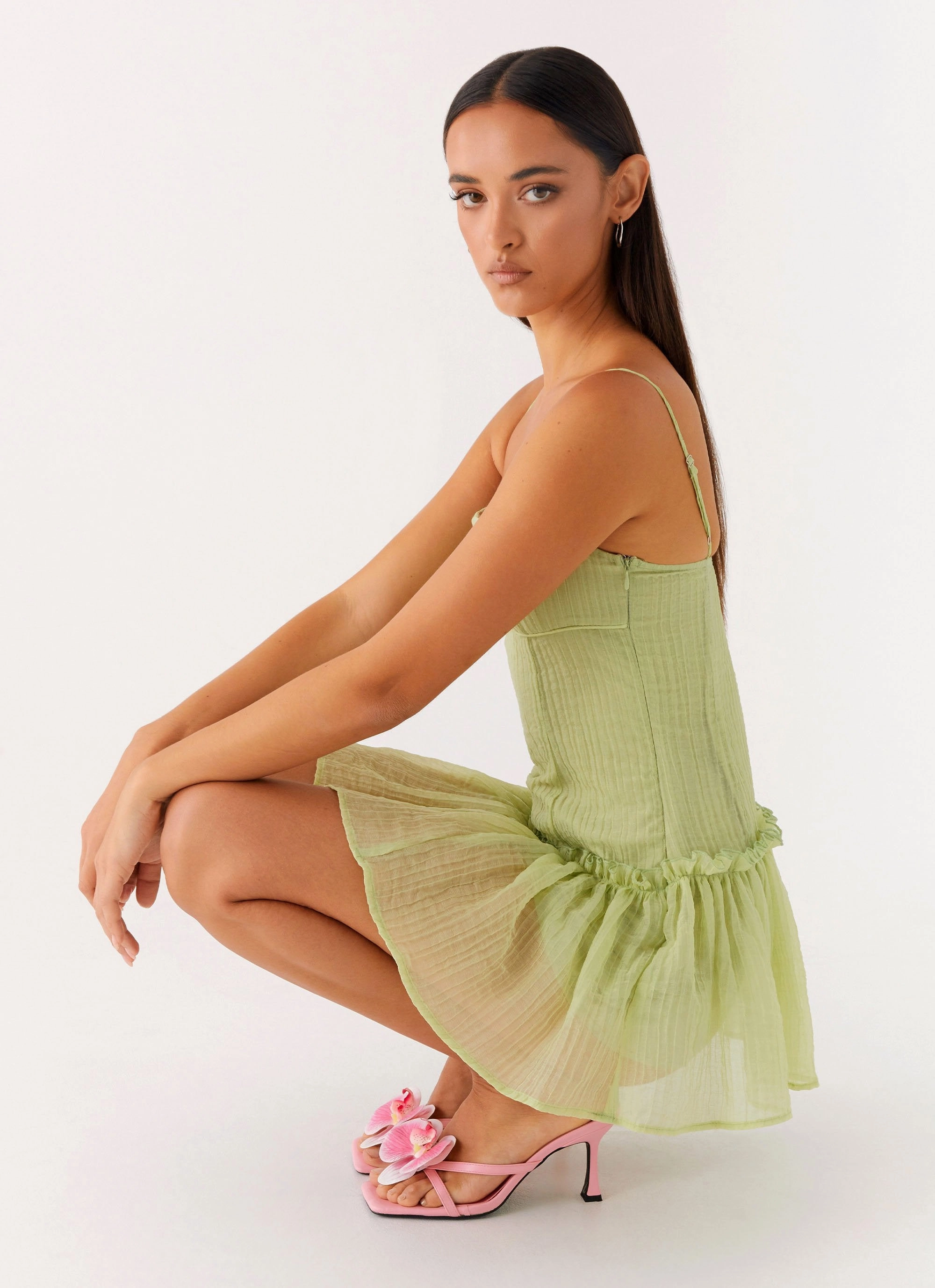 Bambini Mini Dress - Green Polished Edge