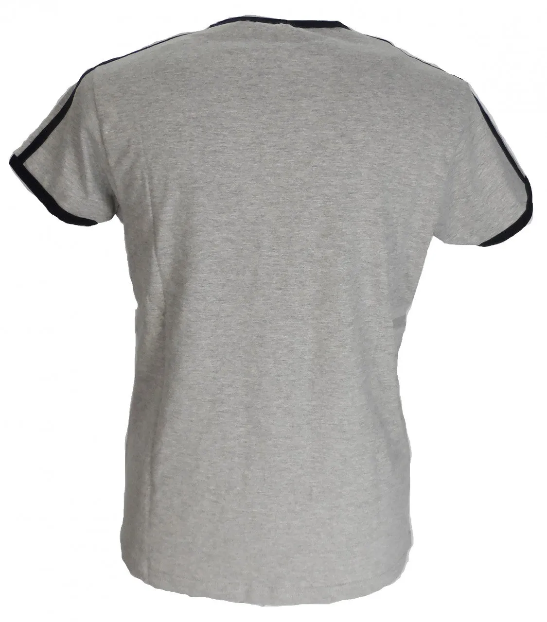 Relco Marl Grey/Navy Retro Ringer 100% Cotton T-Shirts