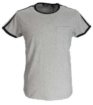 Relco Marl Grey/Navy Retro Ringer 100% Cotton T-Shirts