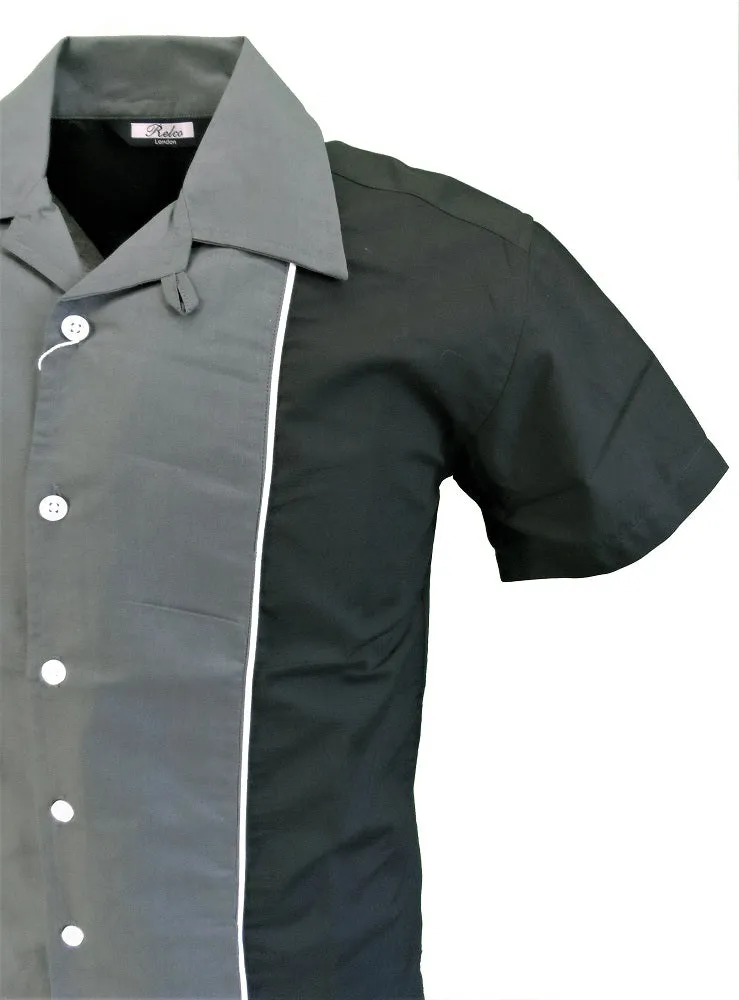 Relco Rockabilly Bowling Grey & Black Vintage Retro Shirts