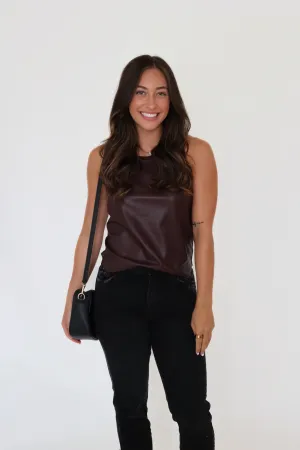 ErgonomicShape All Purpose Casual Cut Carmela Vegan Leather Tank- Chocolate