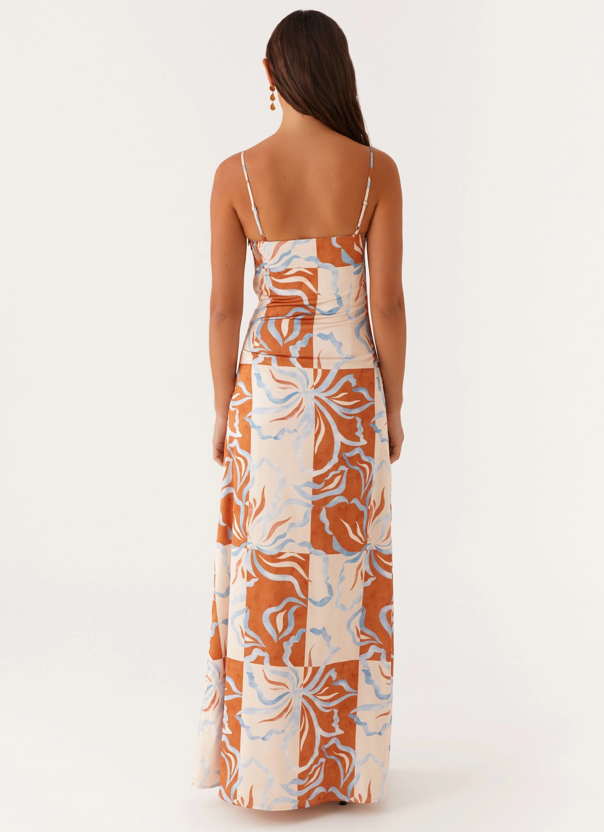 Aster Bloom Maxi Dress - Orange Blue Floral Weekend Ready