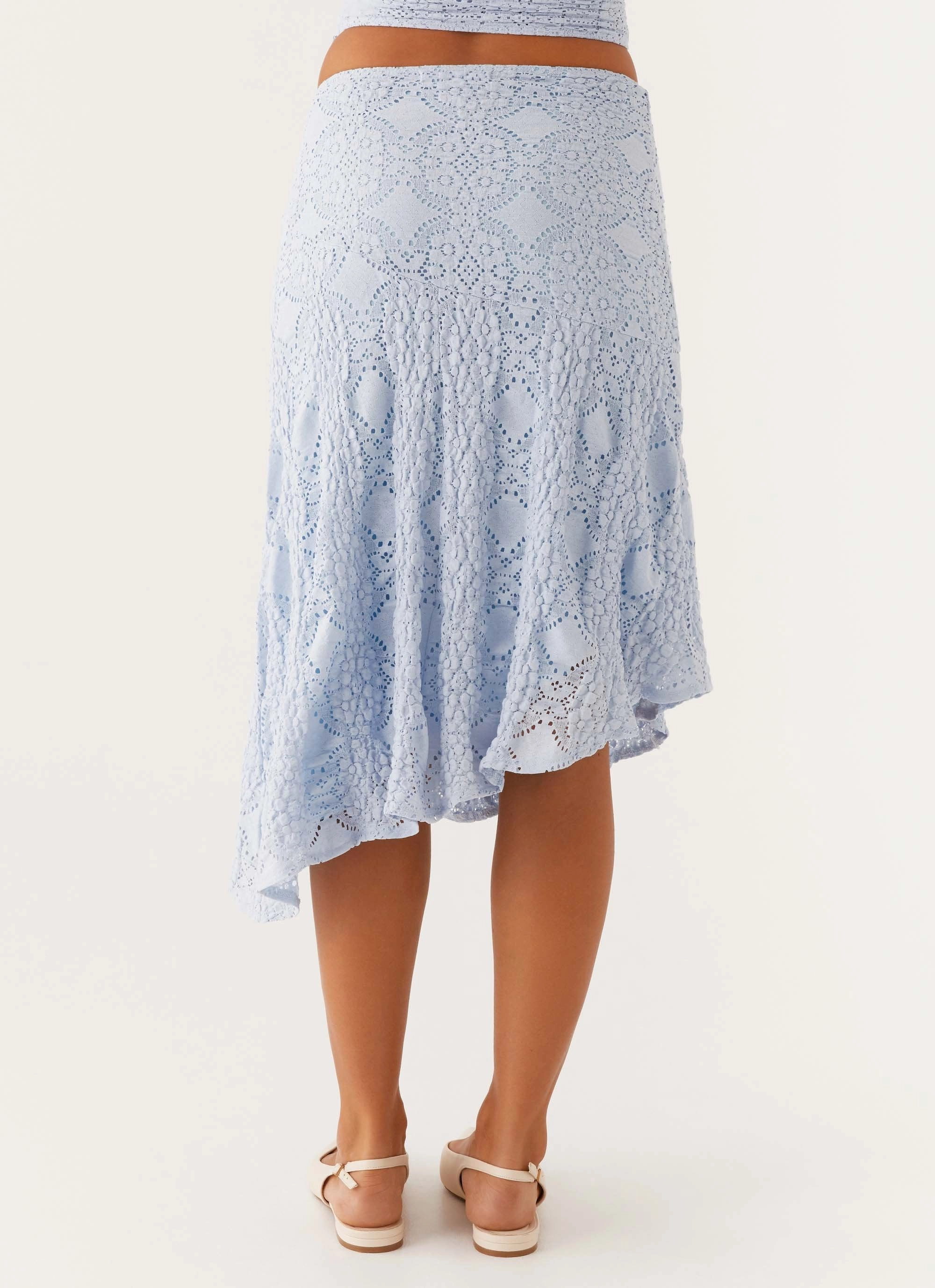 Lightweight texture Diamond Sky Midi Skirt - Blue