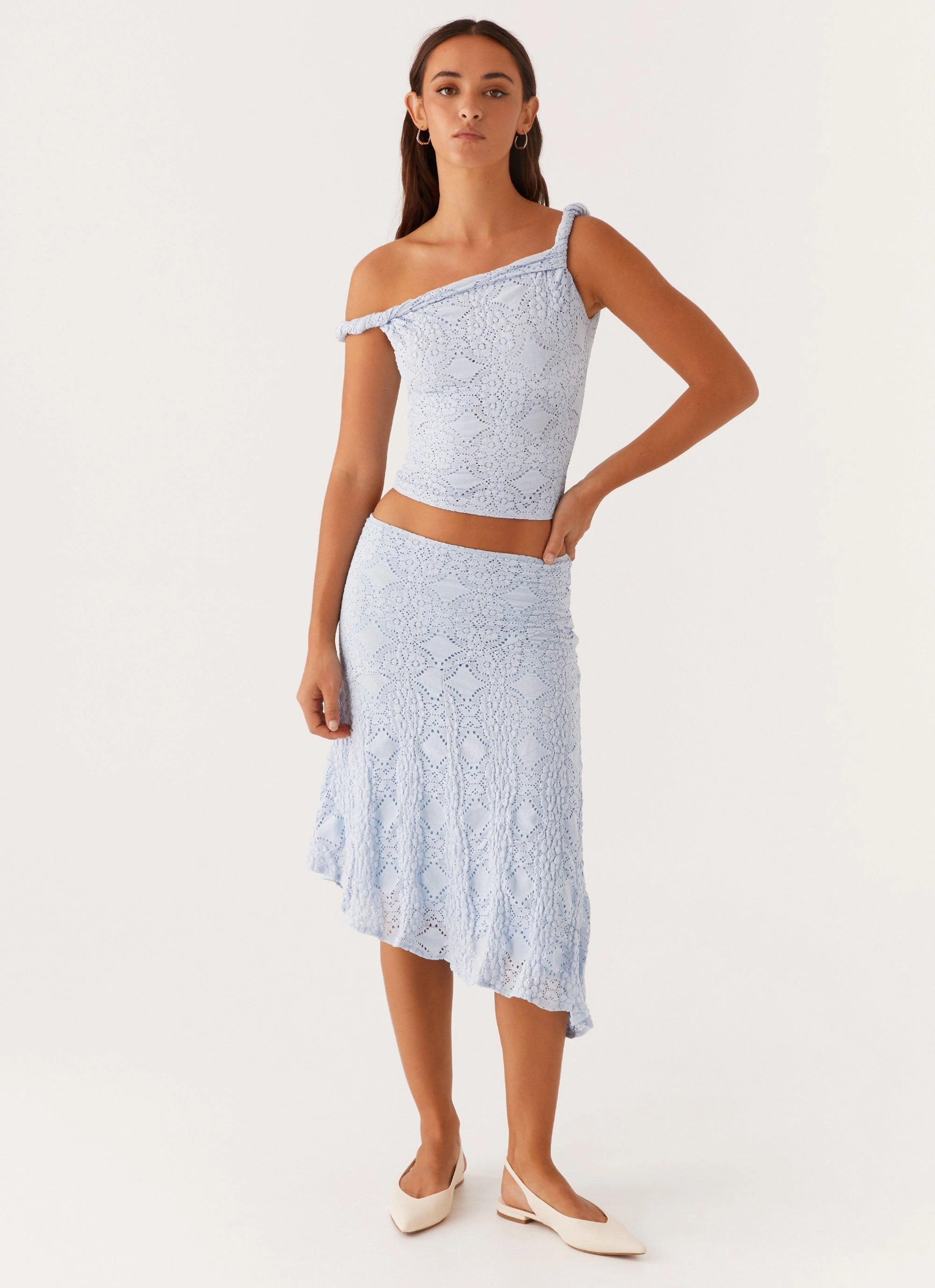 Hidden pockets Diamond Sky Midi Skirt - Blue