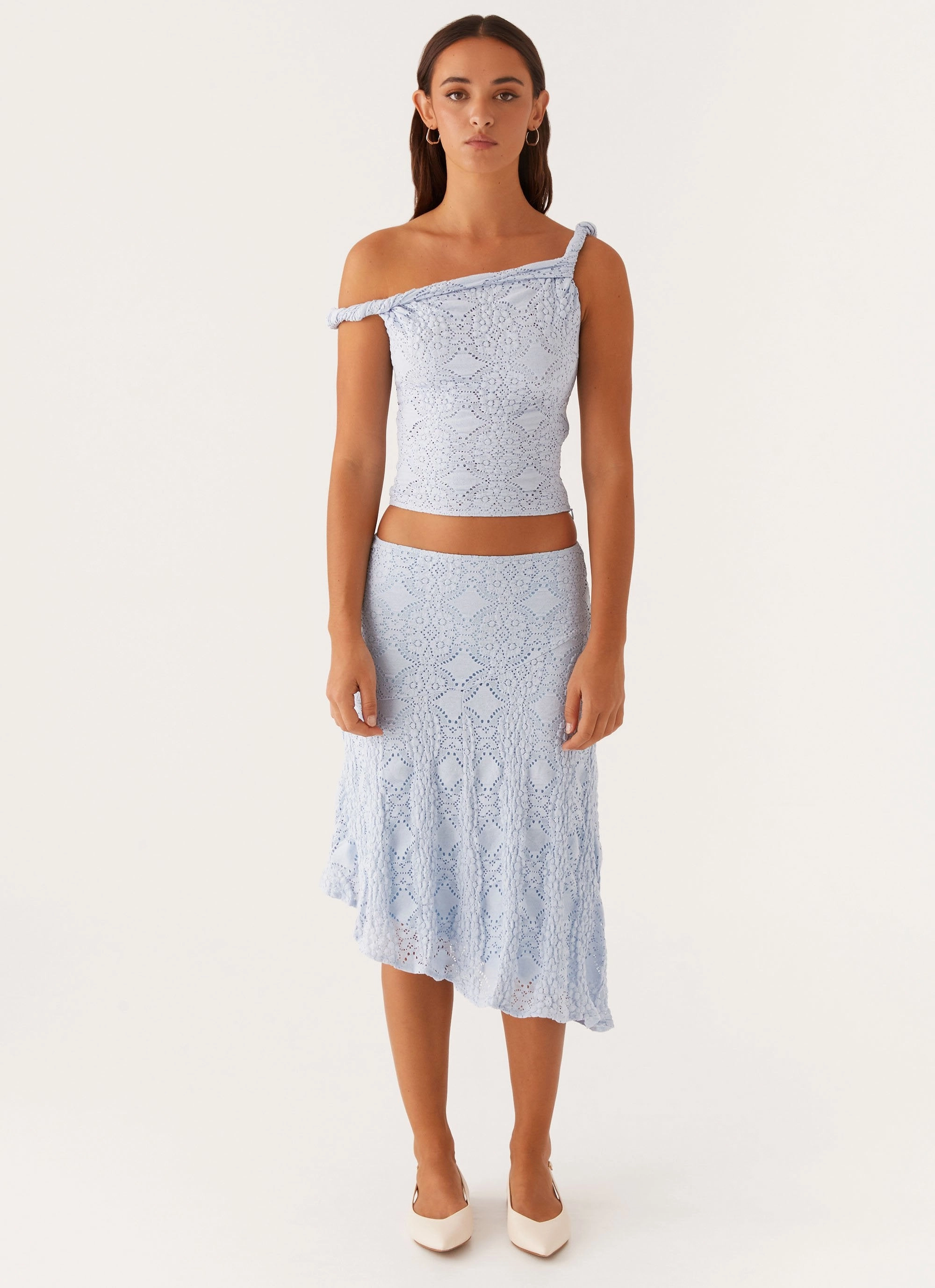Diamond Sky Midi Skirt - Blue Hygienic Coating Vibrant color