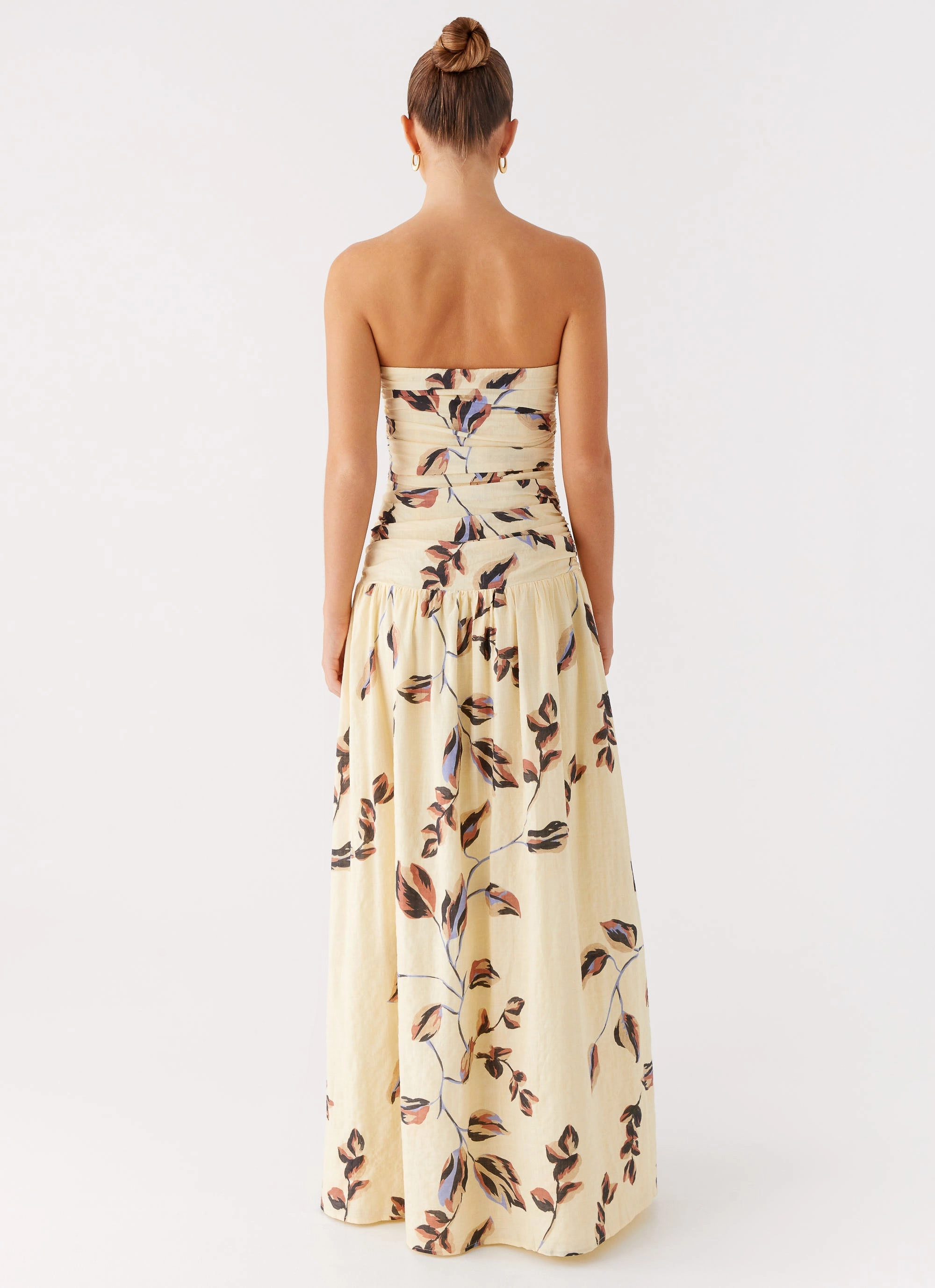 Softly Structured Timeless Cut Rhea Ruched Maxi Dress - Buttercream Bliss
