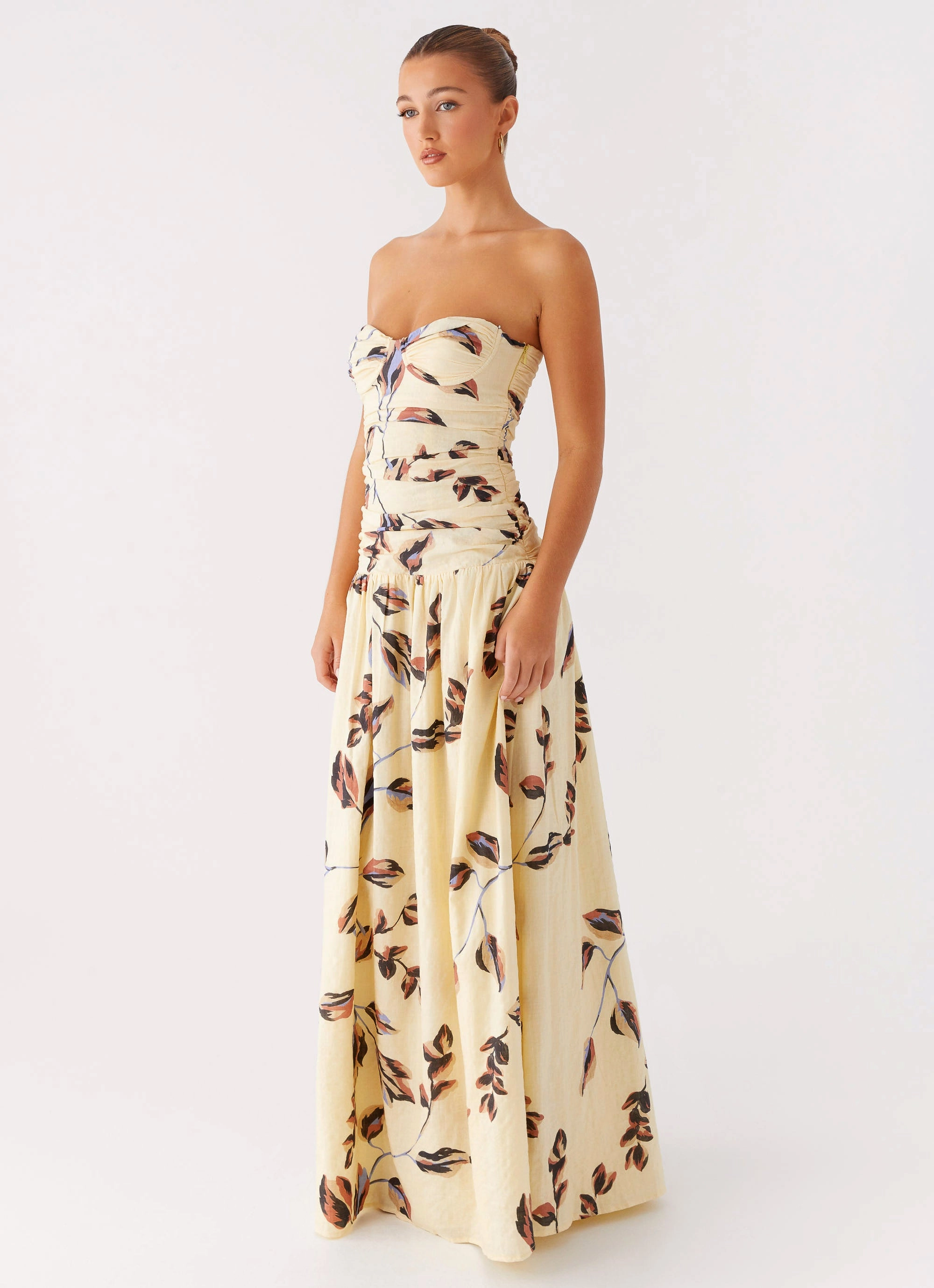 Trend Appeal Rhea Ruched Maxi Dress - Buttercream Bliss