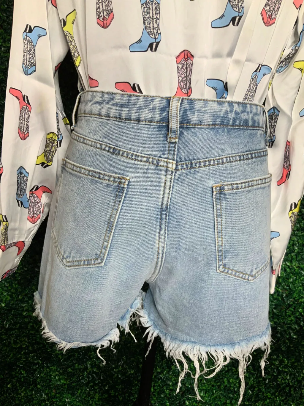 Rhinestone Fringe Denim Shorts