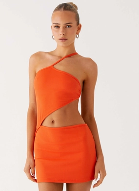Feminine full-length gown Ready Glow Riano Cut Out Mini Dress - Fire Orange
