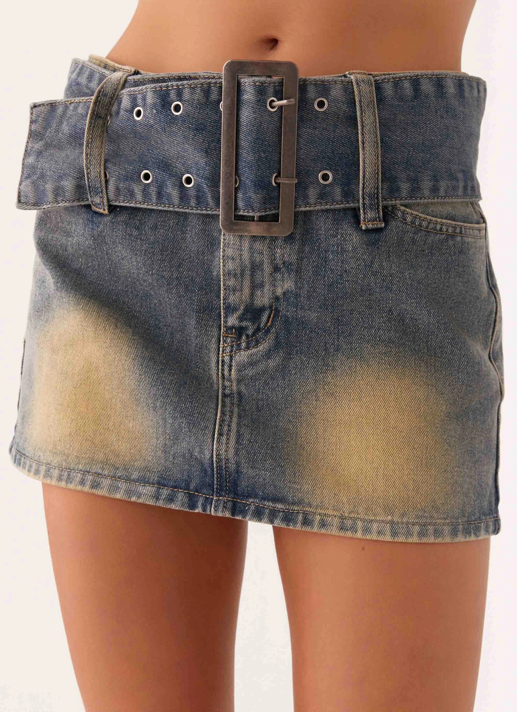 Not Like Us Denim Mini Skirt - Vintage EasyClean