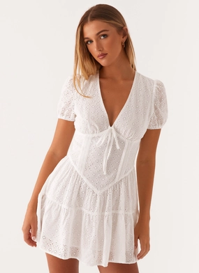 Sweetness Mini Dress - White Smooth Layering