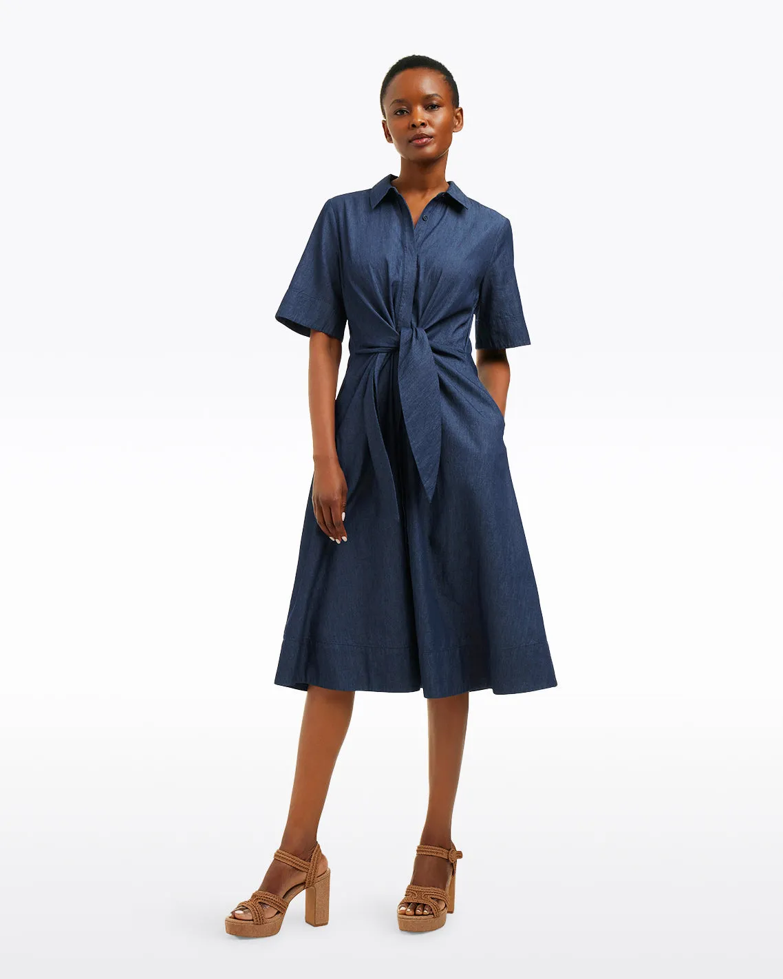 Riley Midi Shirtdress in Chambray