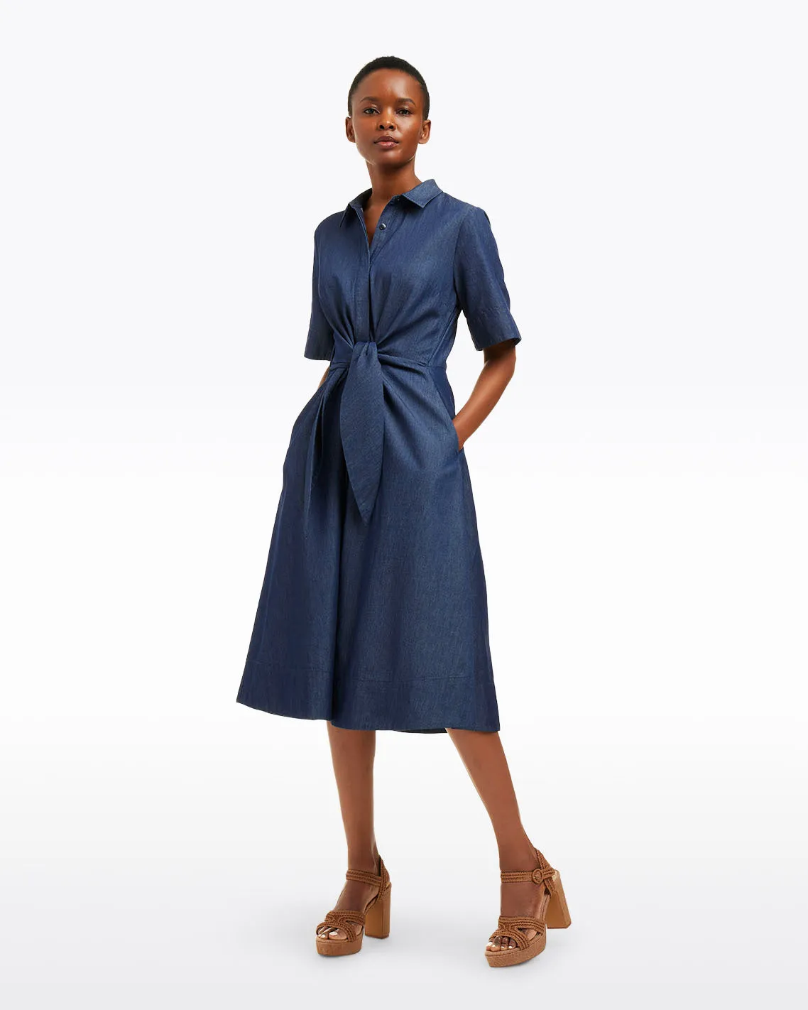 Riley Midi Shirtdress in Chambray